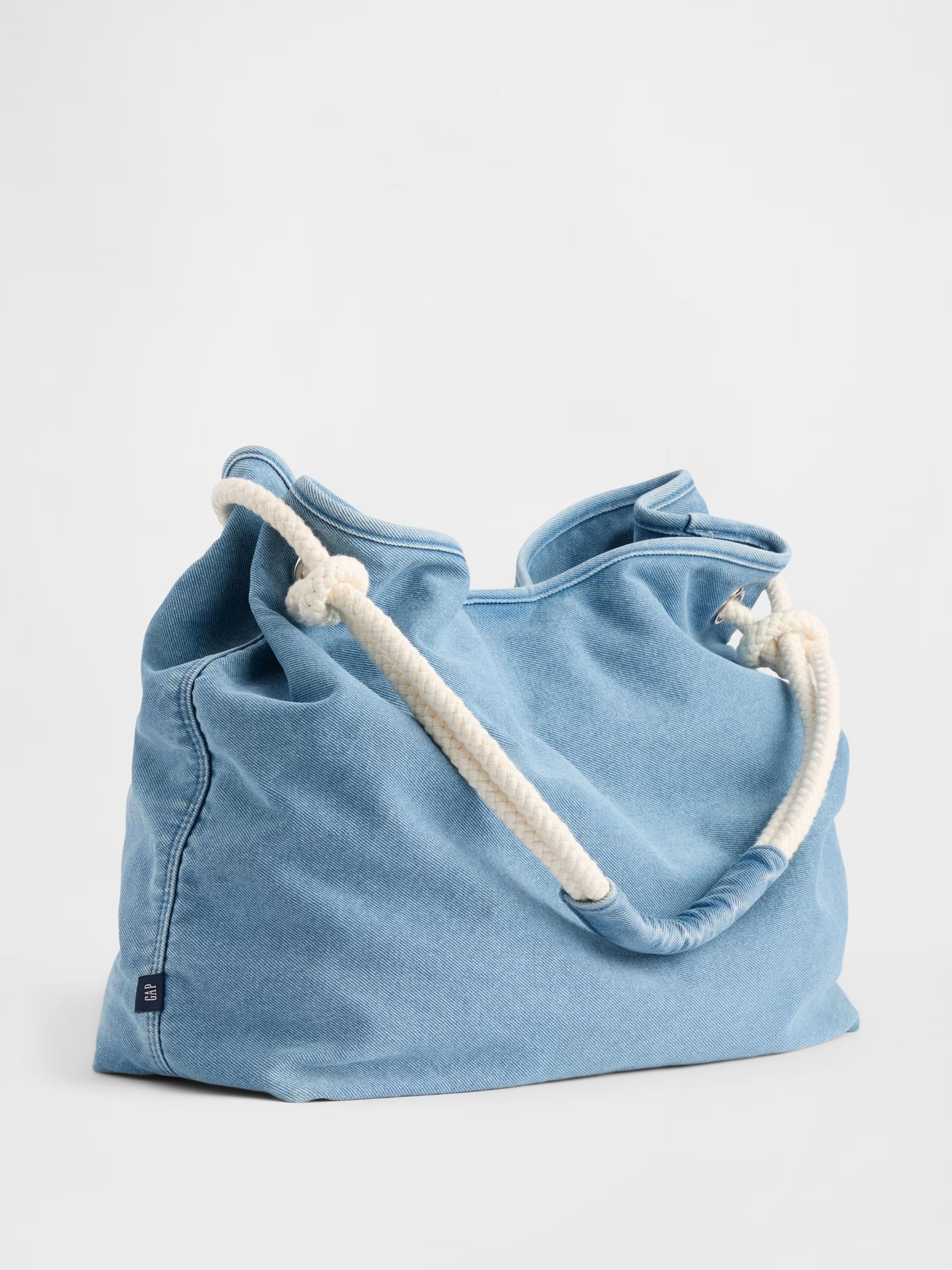 Blue Denim Rope Bucket Bag - Image 3 of 4