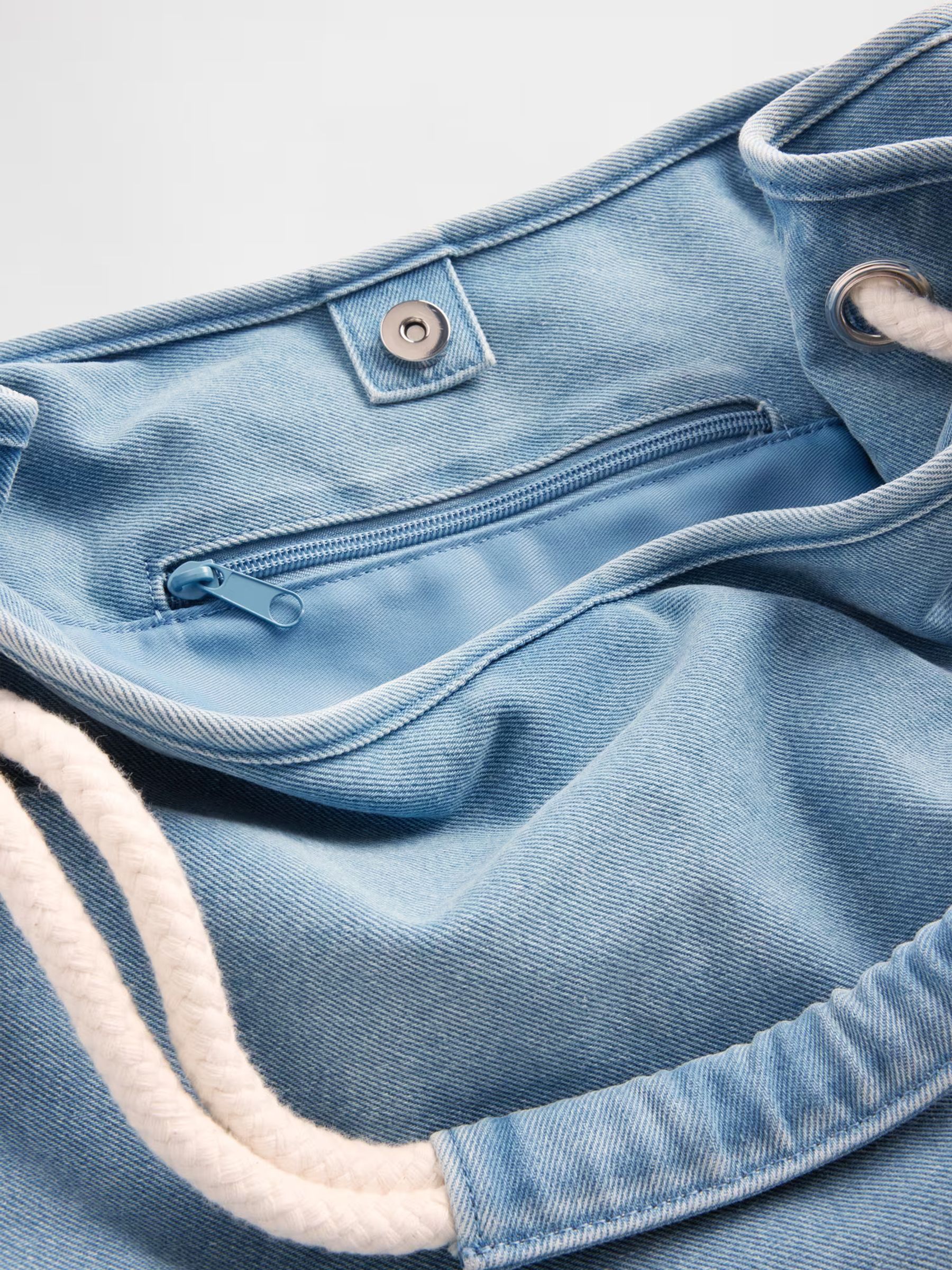 Blue Denim Rope Bucket Bag - Image 4 of 4