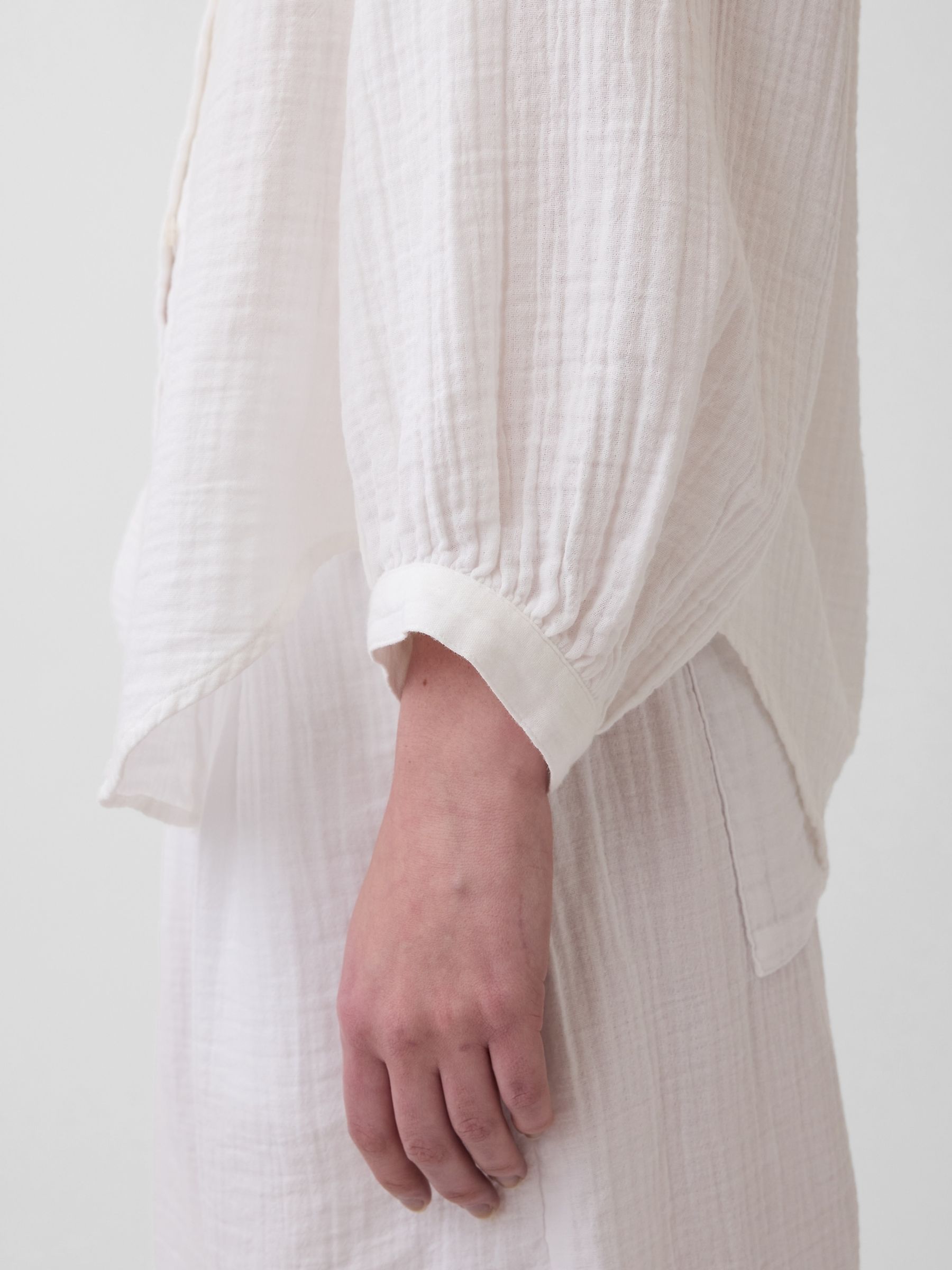 White Gauze Oversized Collarless Shirt - Image 4 of 4