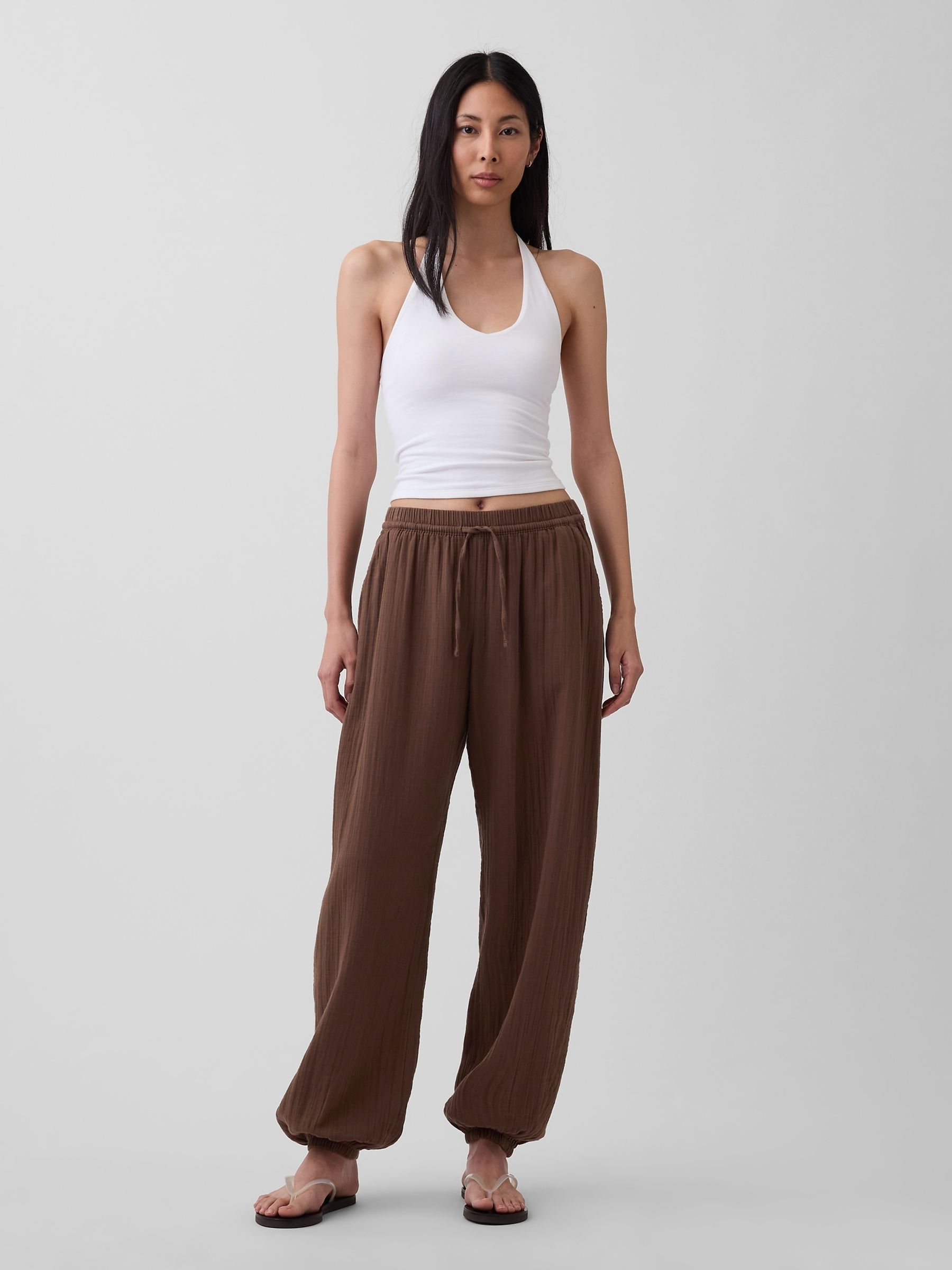 Brown Gauze Easy Cuffed Trousers - Image 5 of 6
