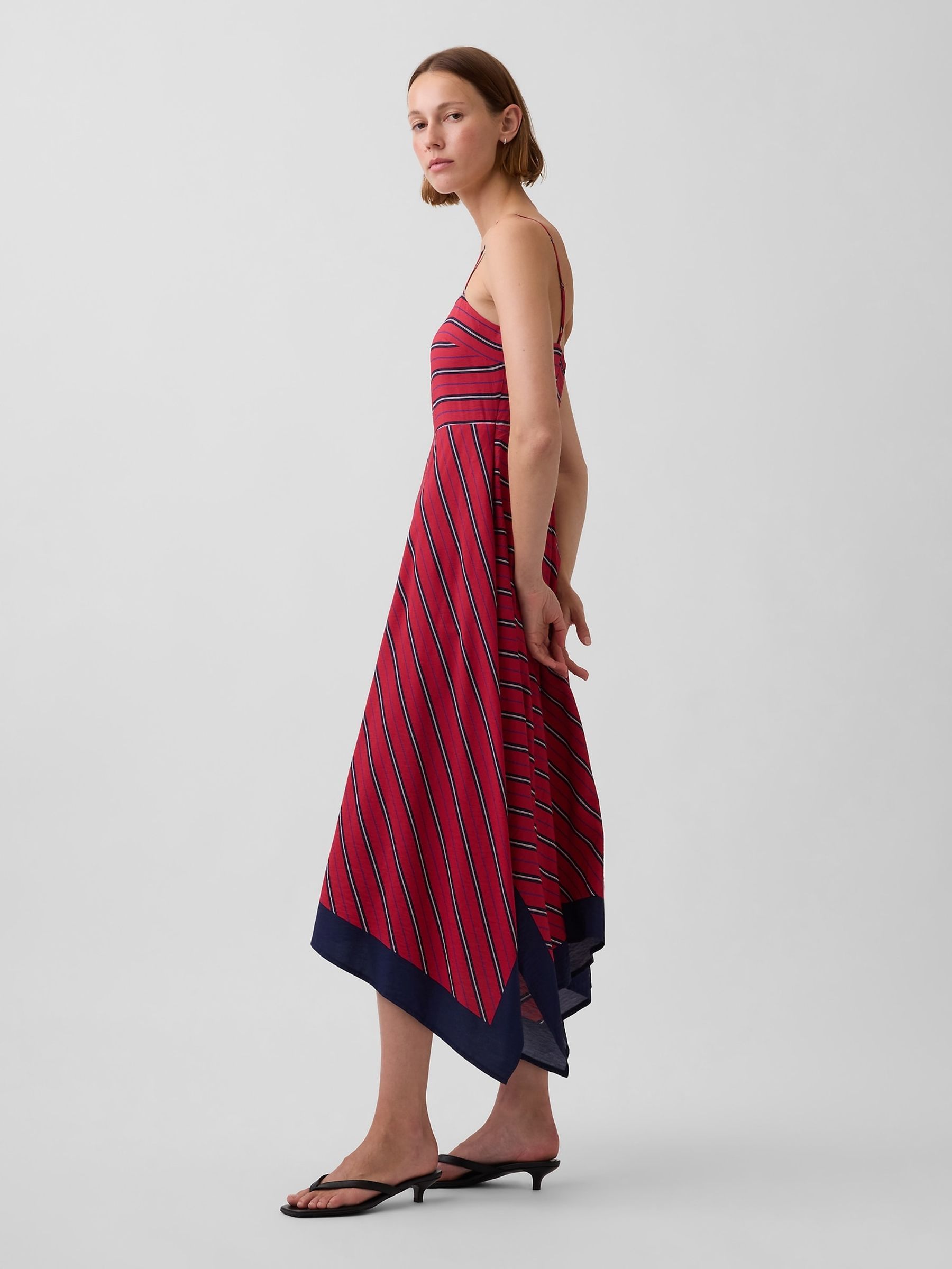 Red Stripe Handkerchief Midi Dress - Image 3 of 4