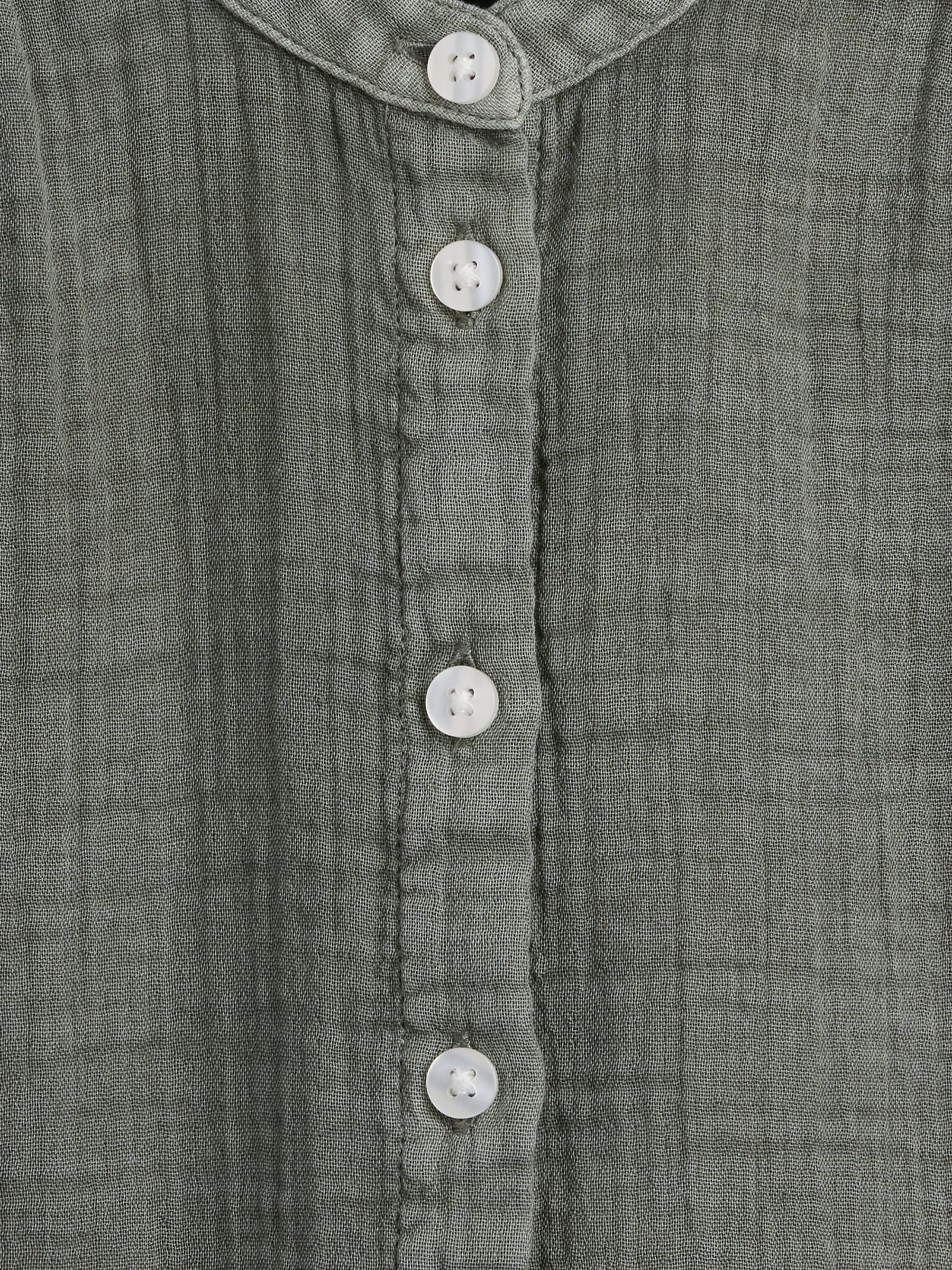 Green Cotton Gauze Oversized Collarless Shirt - Image 4 of 4