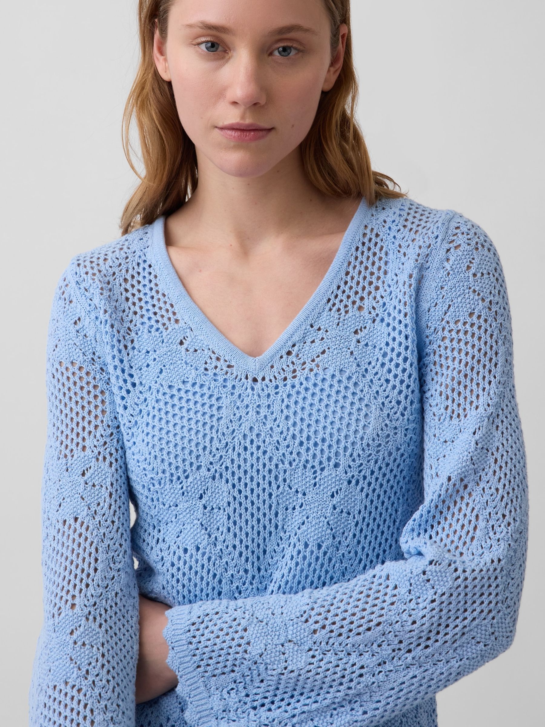 Blue Pointelle Mini Long Seeve Dress - Image 4 of 4
