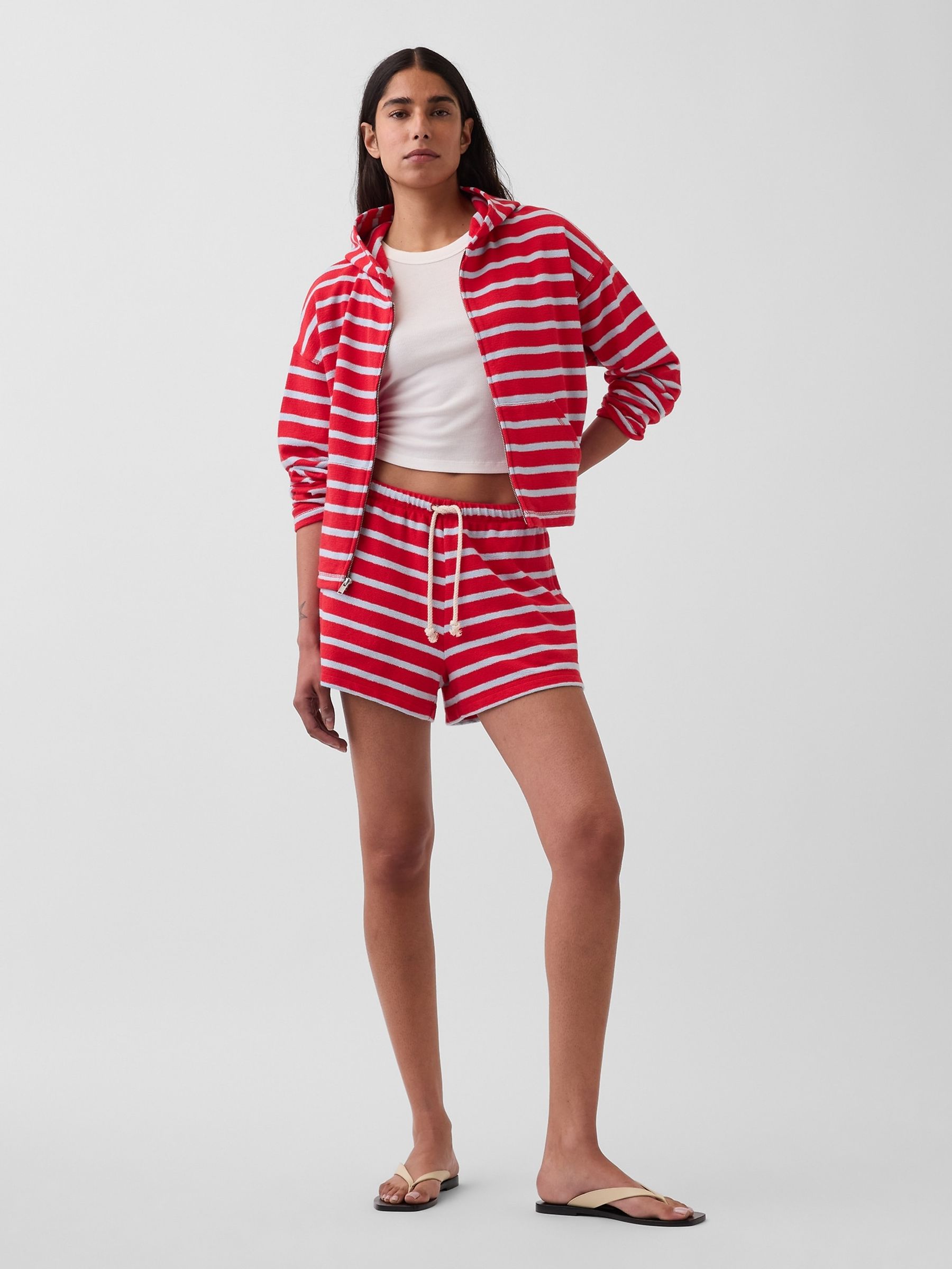Red 3.5 inch Towel Terry Relaxed Easy Shorts - Image 4 of 5