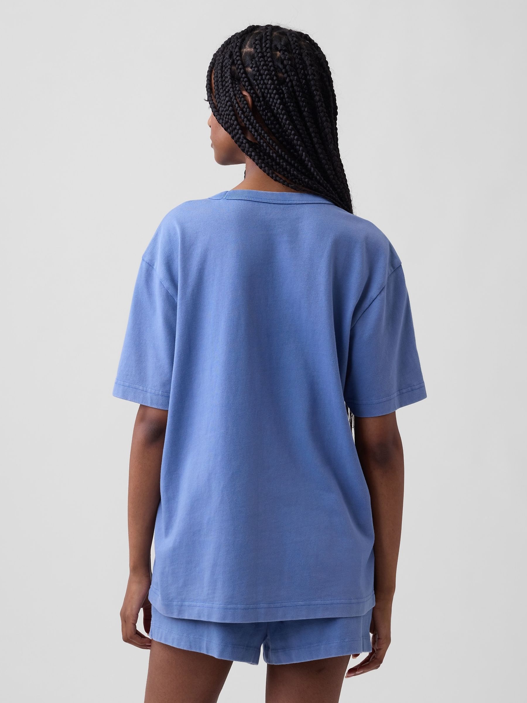 Blue NAP Logo Oversized Pyjama Top - Image 2 of 4 Blue NAP Logo Oversized Pyjama Top - Image 2 of 4