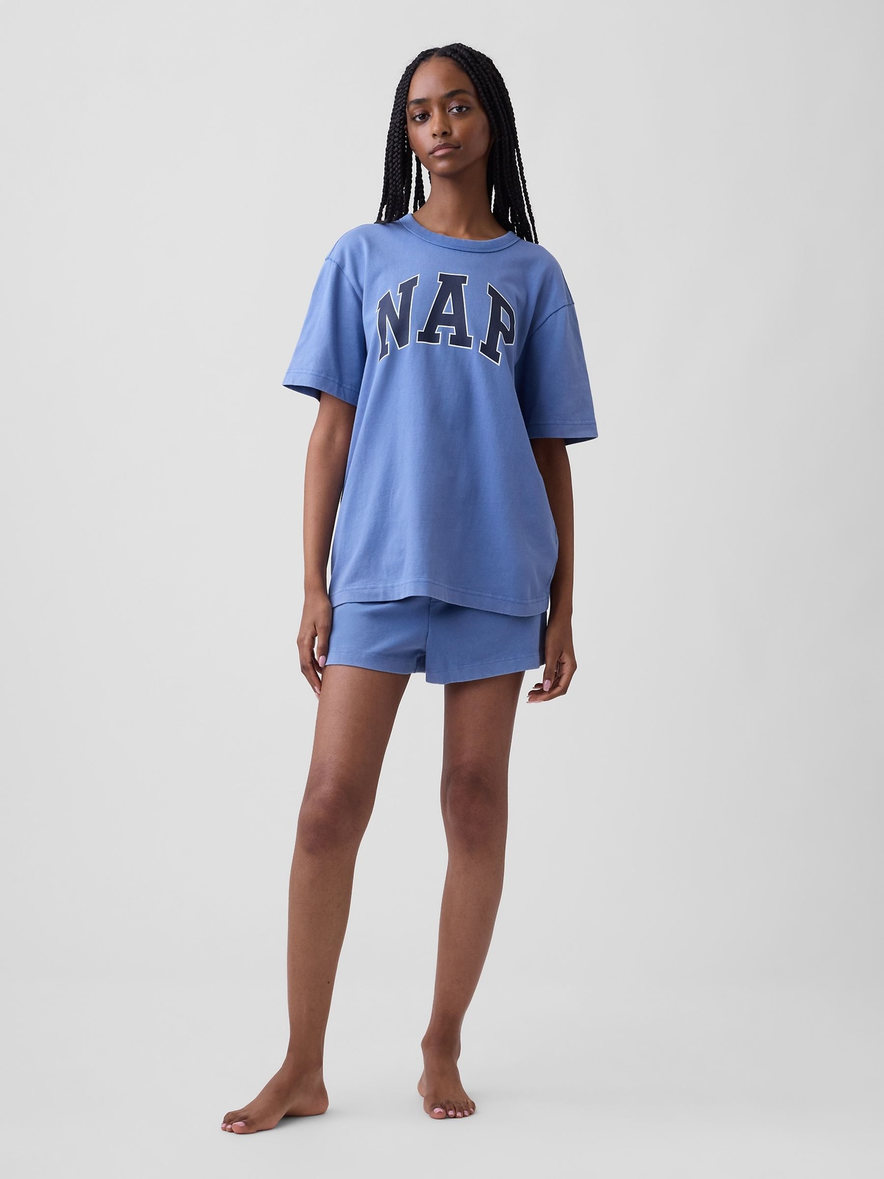 Blue NAP Logo Oversized Pyjama Top - Image 3 of 4