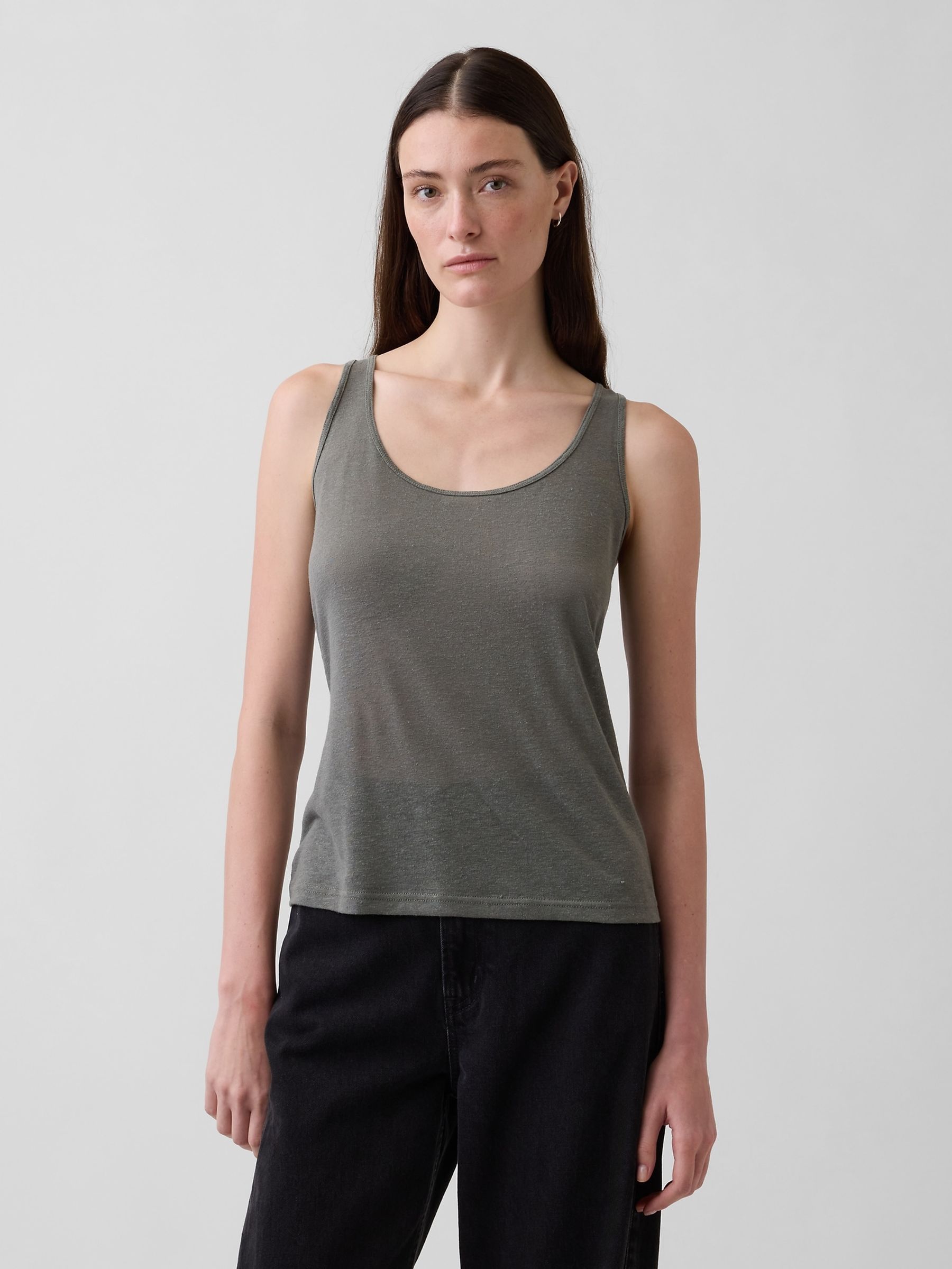 Grey Linen-Blend Vest - Image 1 of 4 Grey Linen-Blend Vest - Image 1 of 4