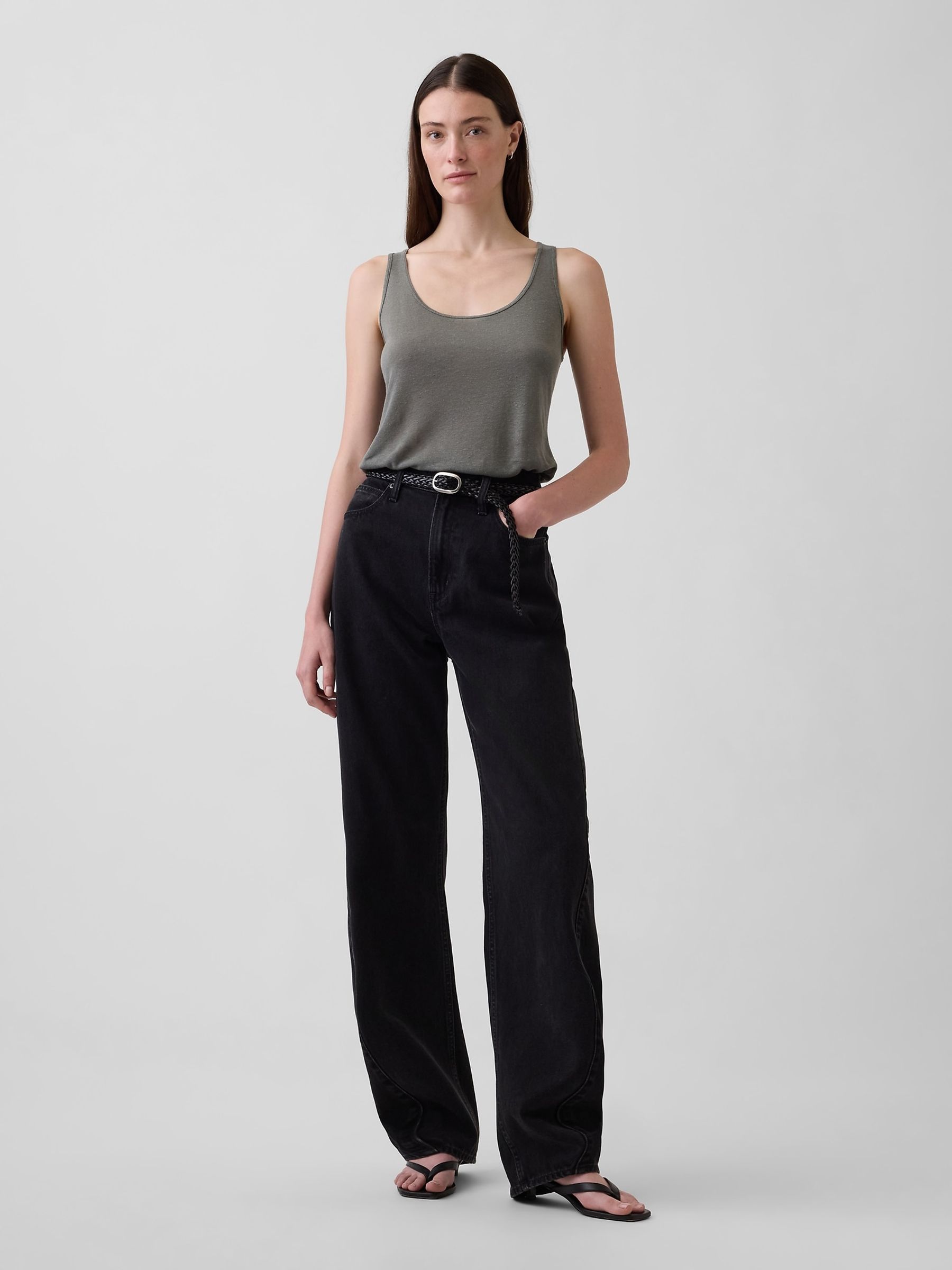 Grey Linen-Blend Vest - Image 3 of 4