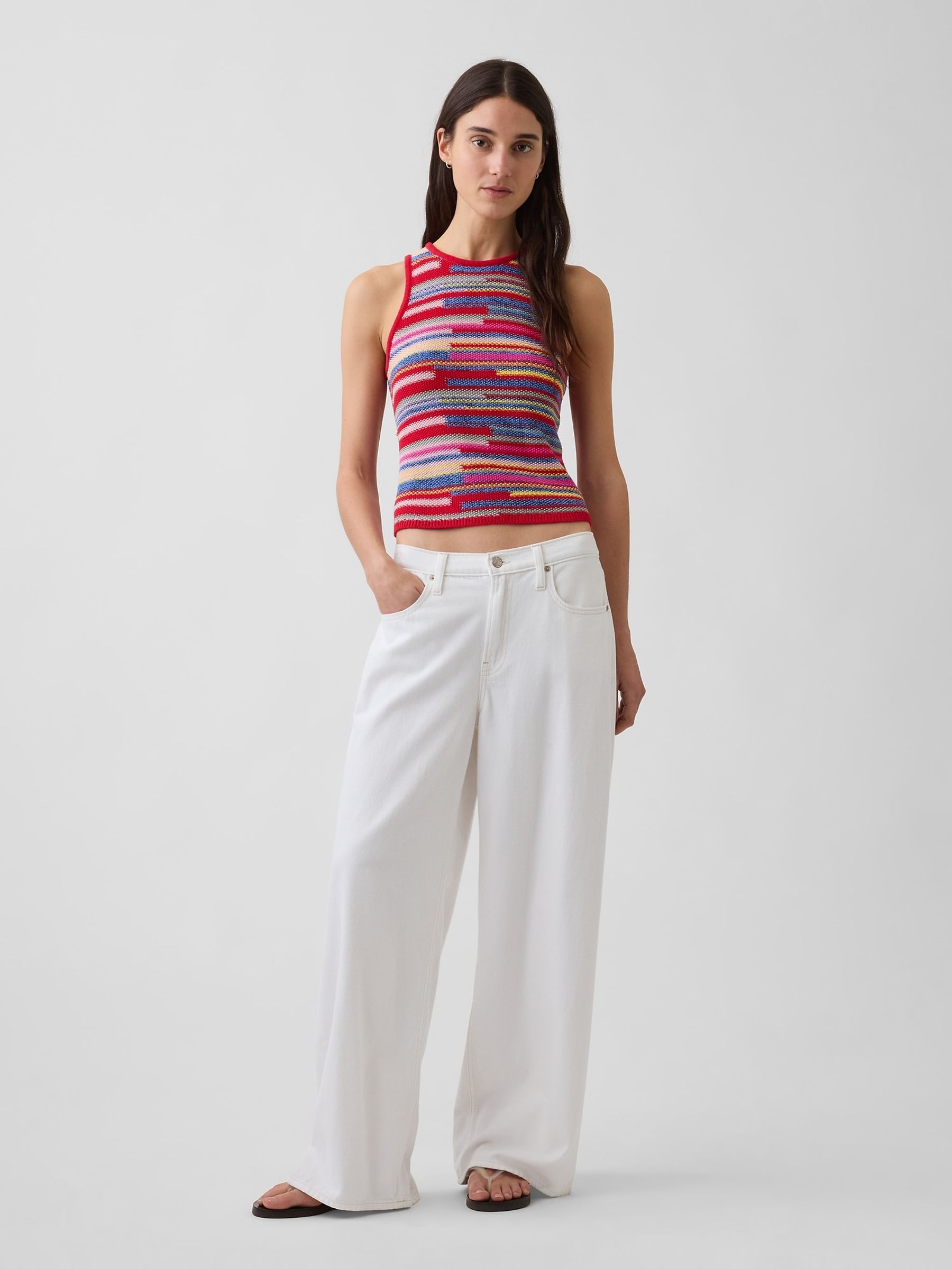 Multi Stripe Crop Knitted Vest - Image 3 of 4