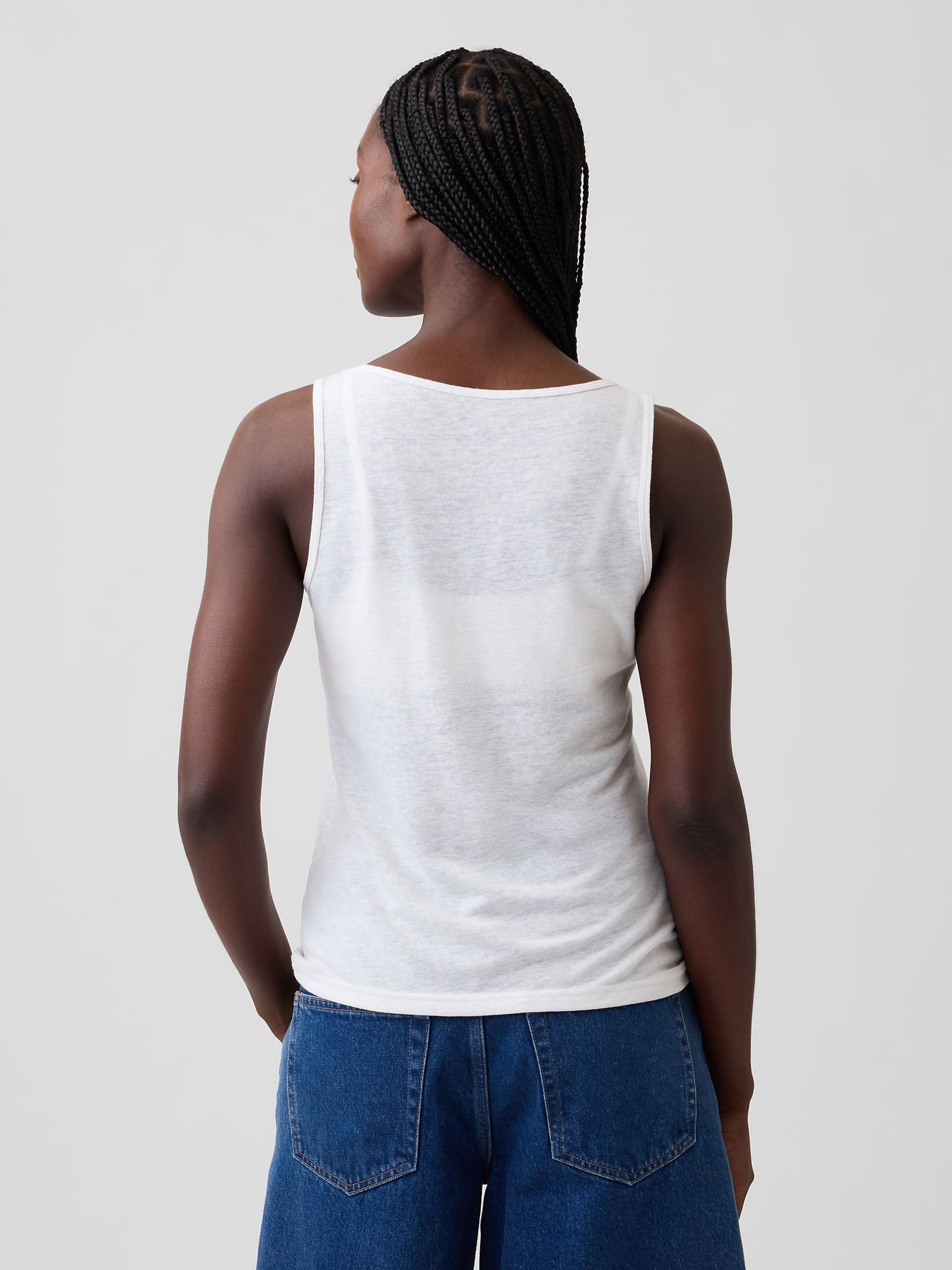 White Linen-Blend Vest Top - Image 2 of 5