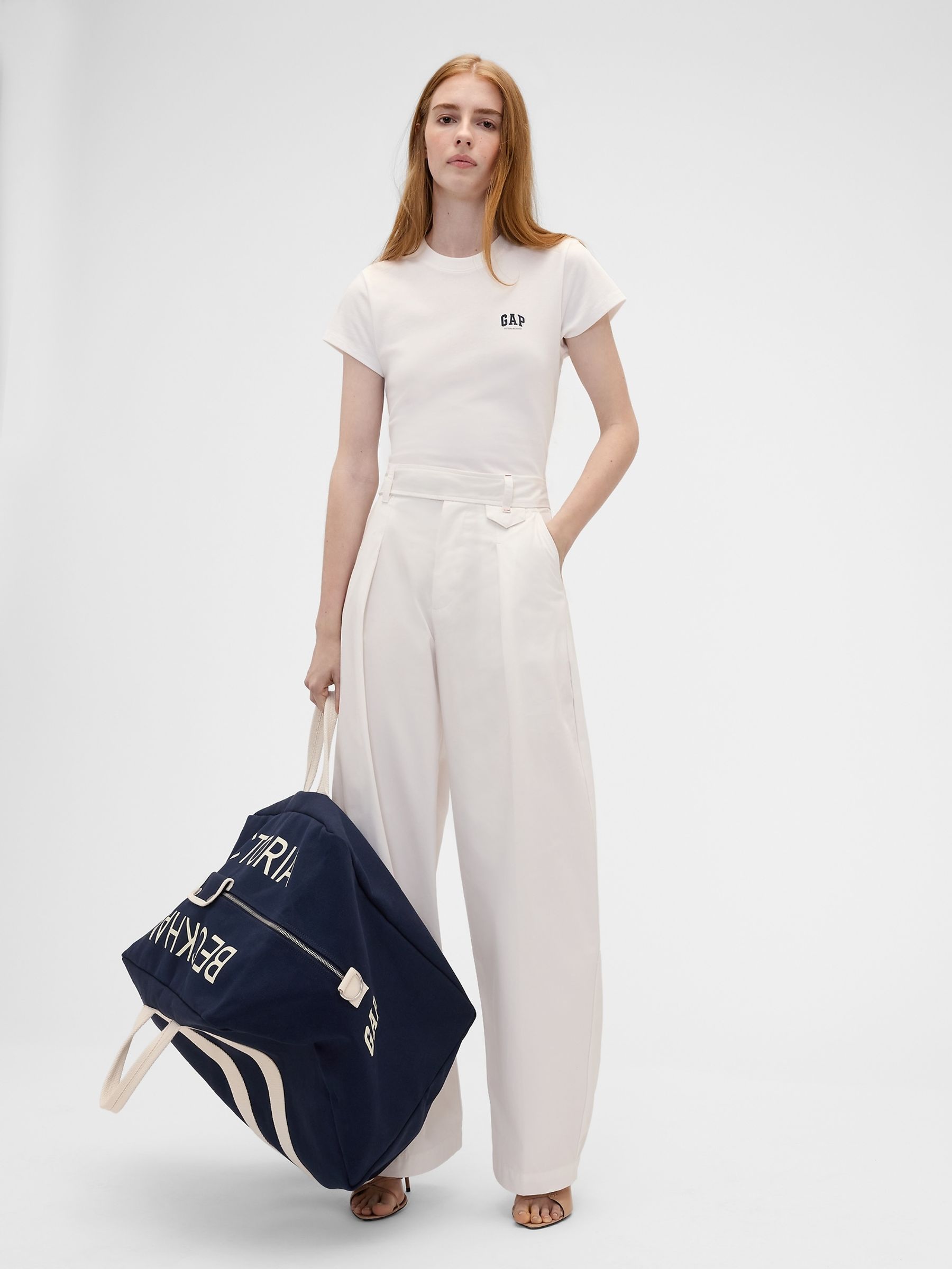 Gap x Victoria Beckham Navy/White Oversized Weekender Bag - Image 1 of 6