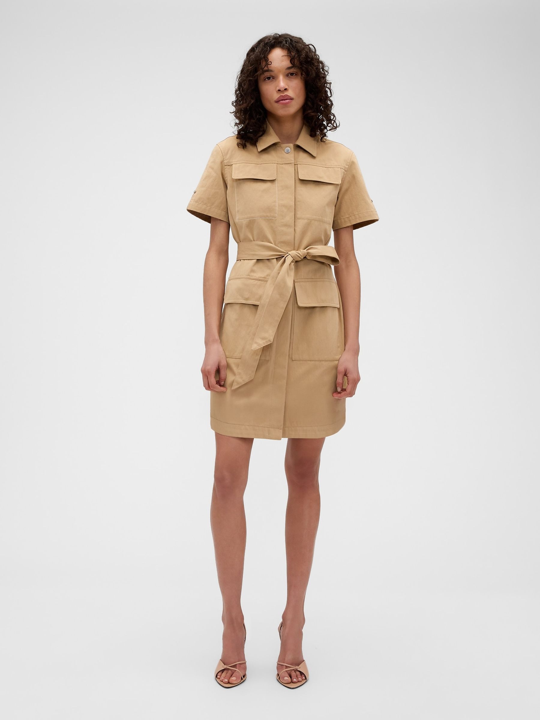 Gap x Victoria Beckham Beige Utility Mini Dress - Image 1 of 6