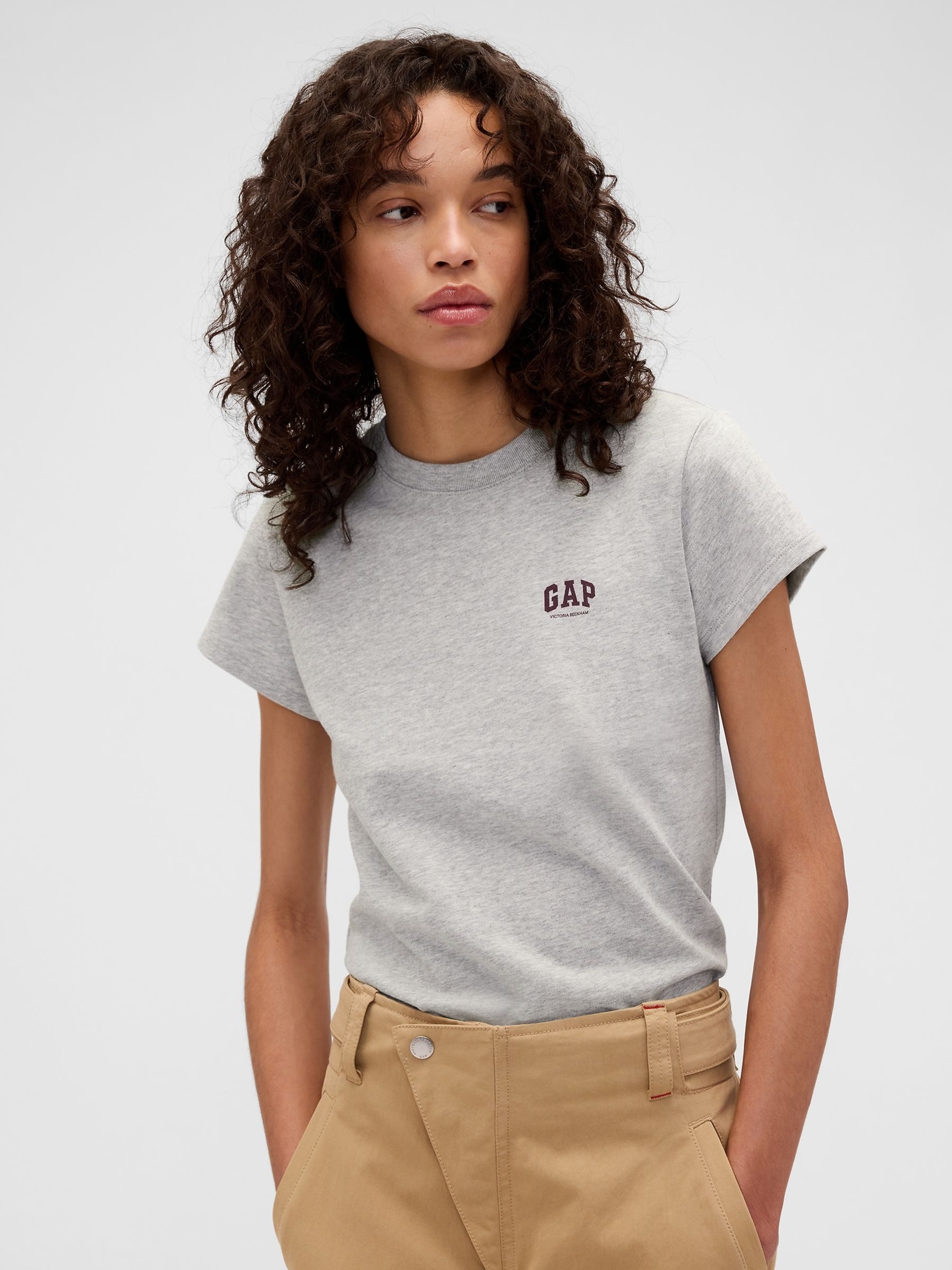 Gap x Victoria Beckham Grey Logo T-Shirt - Image 1 of 5