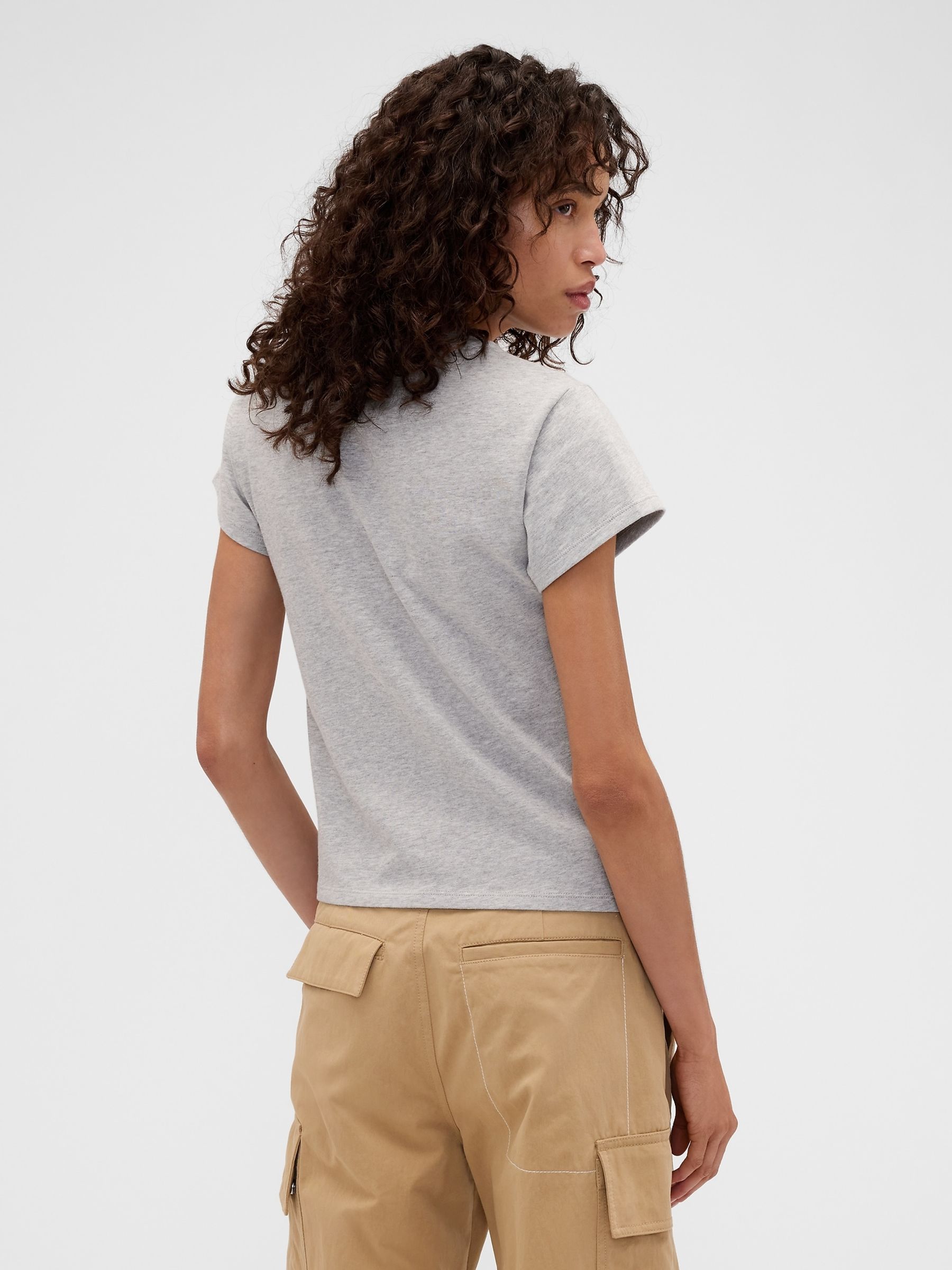 Gap x Victoria Beckham Grey Logo T-Shirt - Image 2 of 5