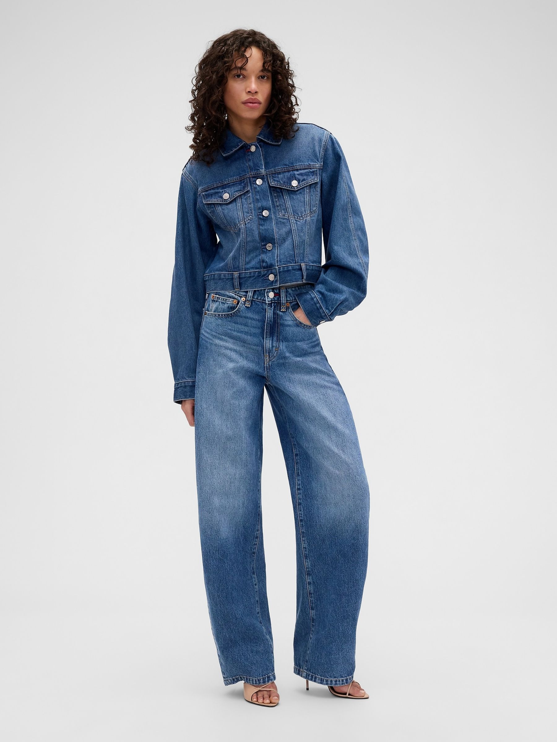 Gap x Victoria Beckham Mid Wash Blue High Waisted Arc Jeans - Image 4 of 8