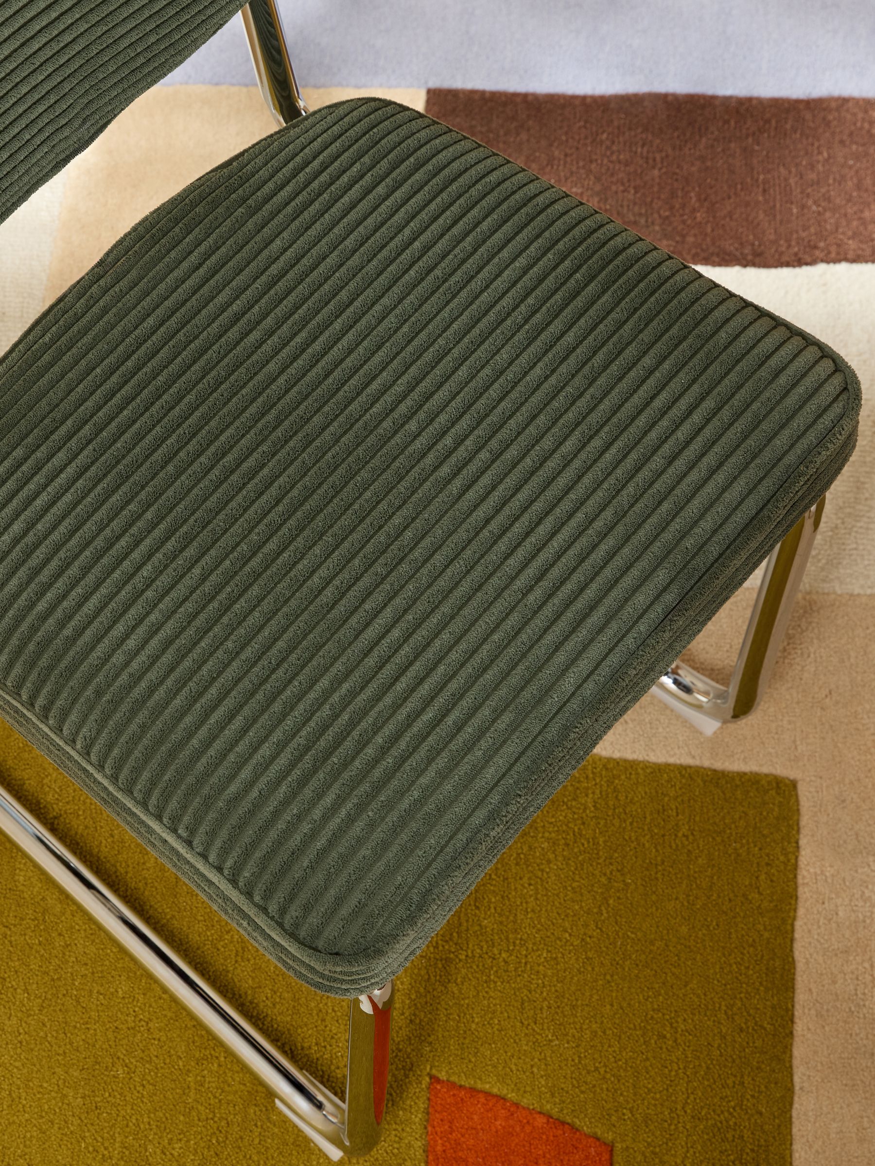 Set of 2 Parker Dining Chairs in Velvet in Olive Green Corduroy - Image 3 of 5