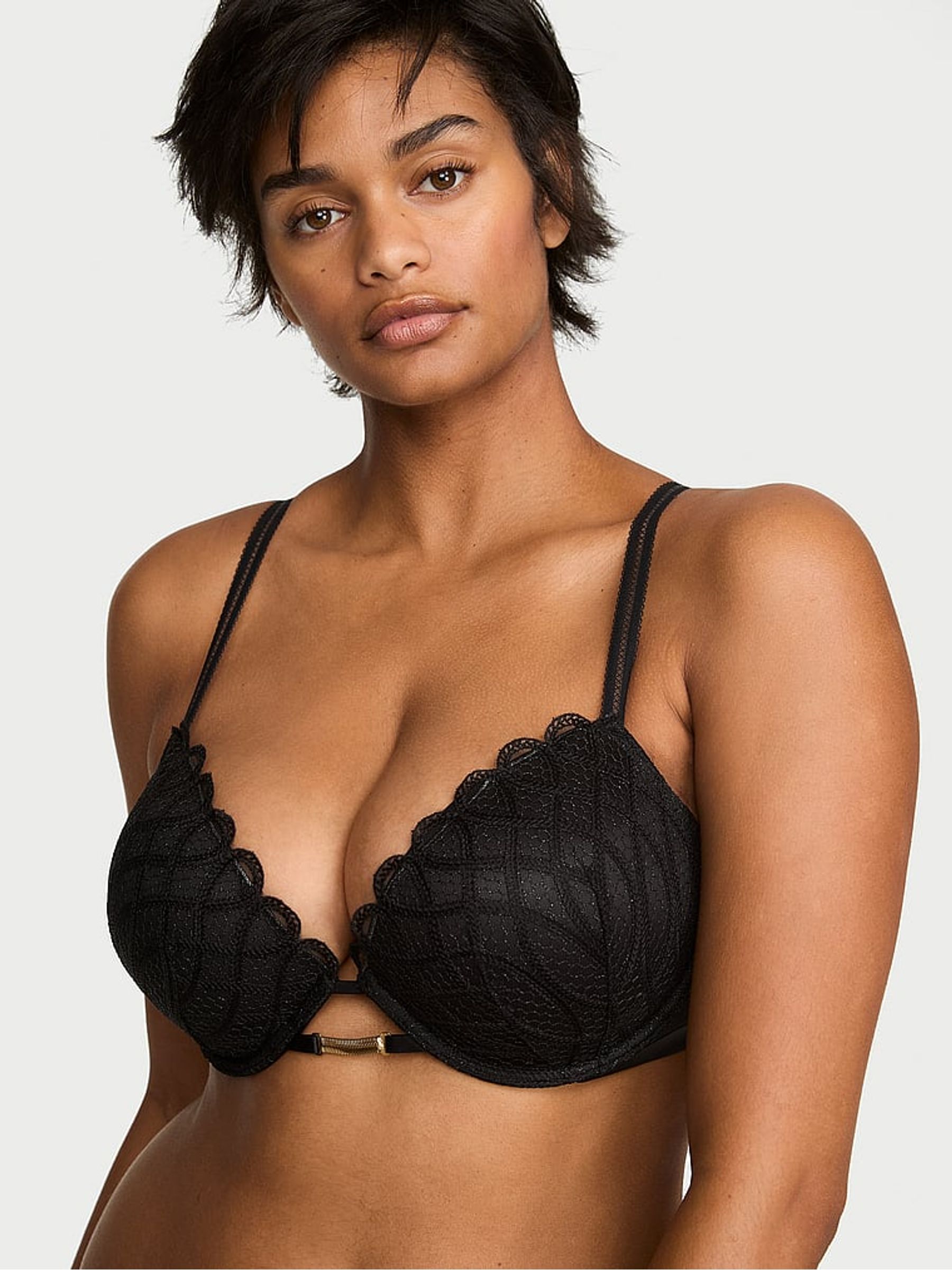 Black Push Up Viper Embroidey Bra - Image 1 of 2 Black Push Up Viper Embroidey Bra - Image 1 of 2