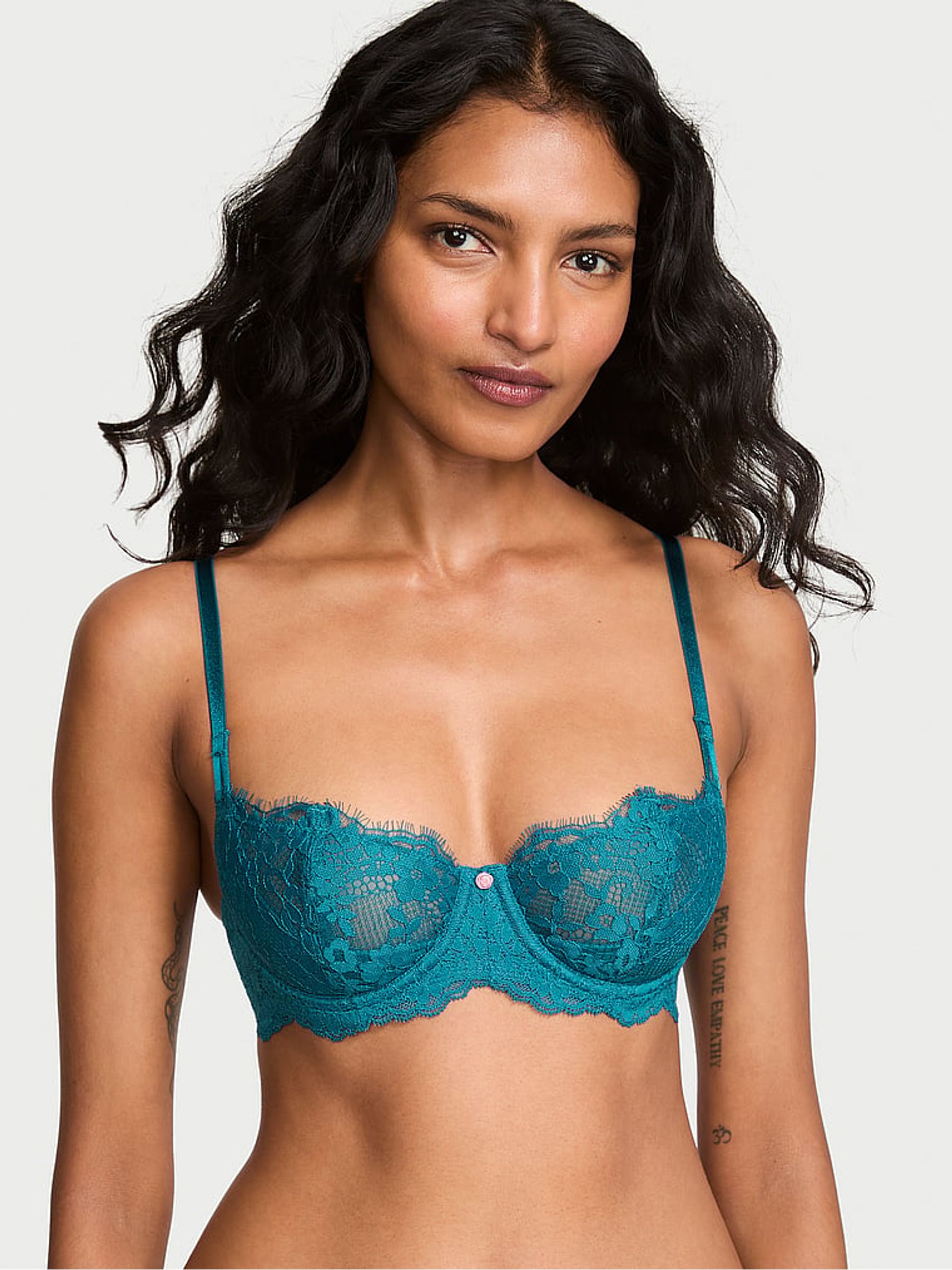 Aquarium Blue Unlined Balcony Lace Bra - Image 1 of 2