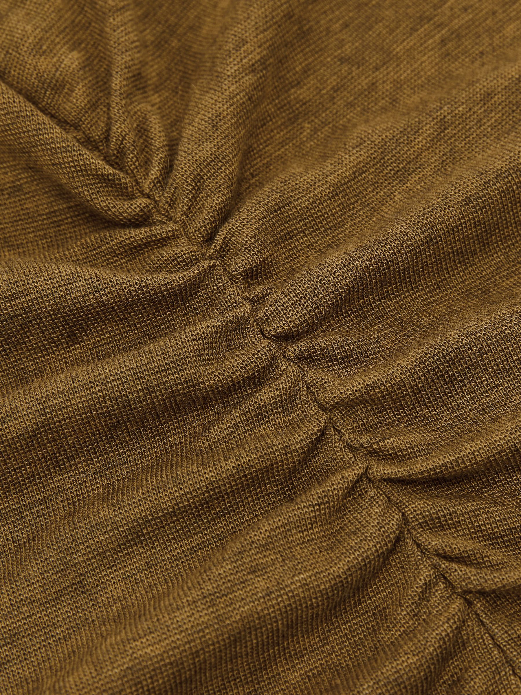 Lyocell-Wool Ruched Crew-Neck T-Shirt in Ochre Green - Image 6 of 6