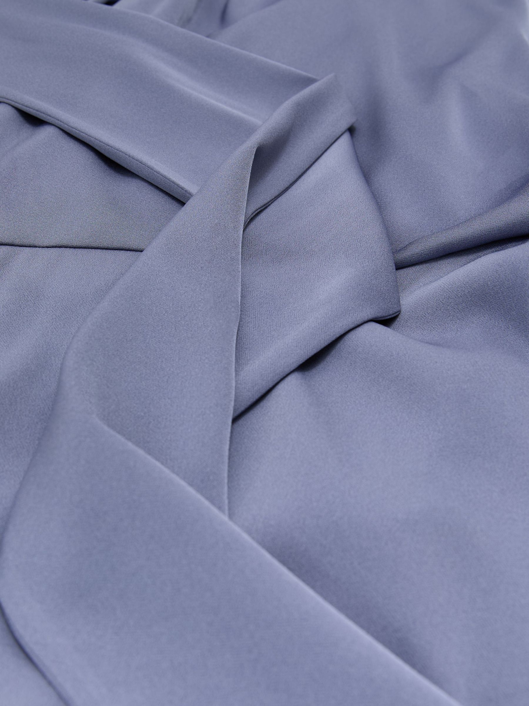 Satin One-Shoulder Draped Midi Dress in Lilac Purple - Image 8 of 8