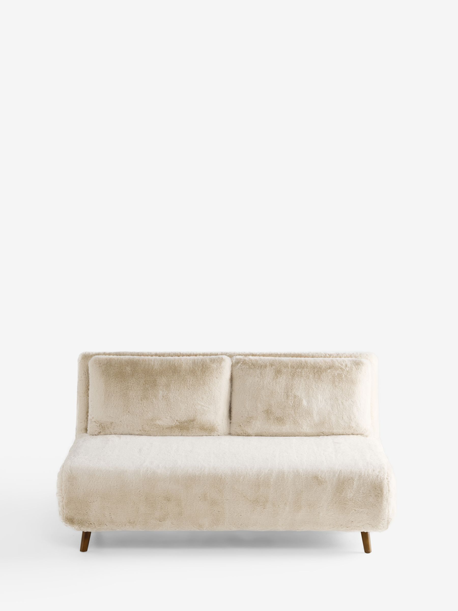 Large Haru 2 Seater Sofa Bed in Taupe Natural Arctic Faux Fur - Image 5 of 6