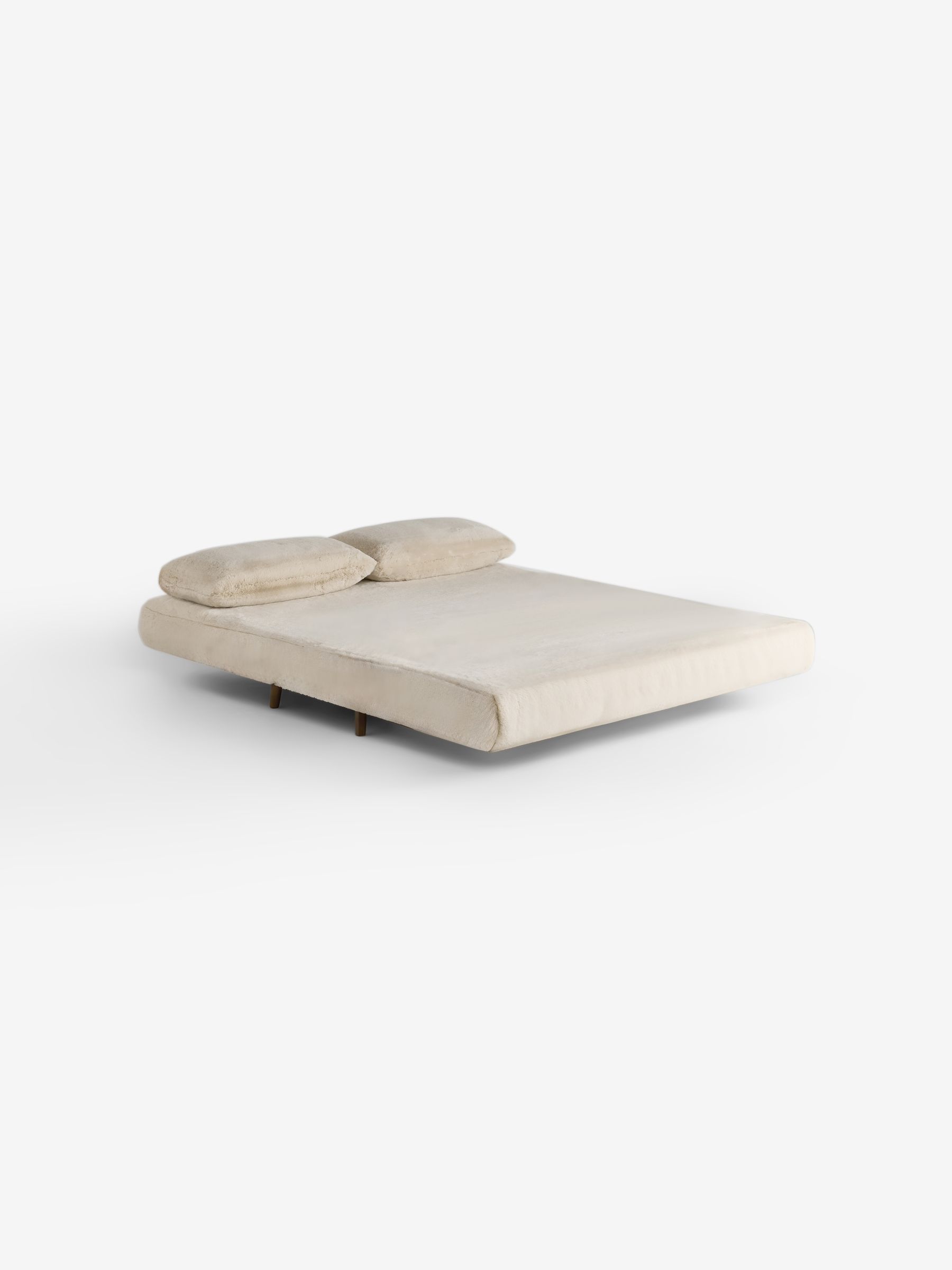 Large Haru 2 Seater Sofa Bed in Taupe Natural Arctic Faux Fur - Image 6 of 6