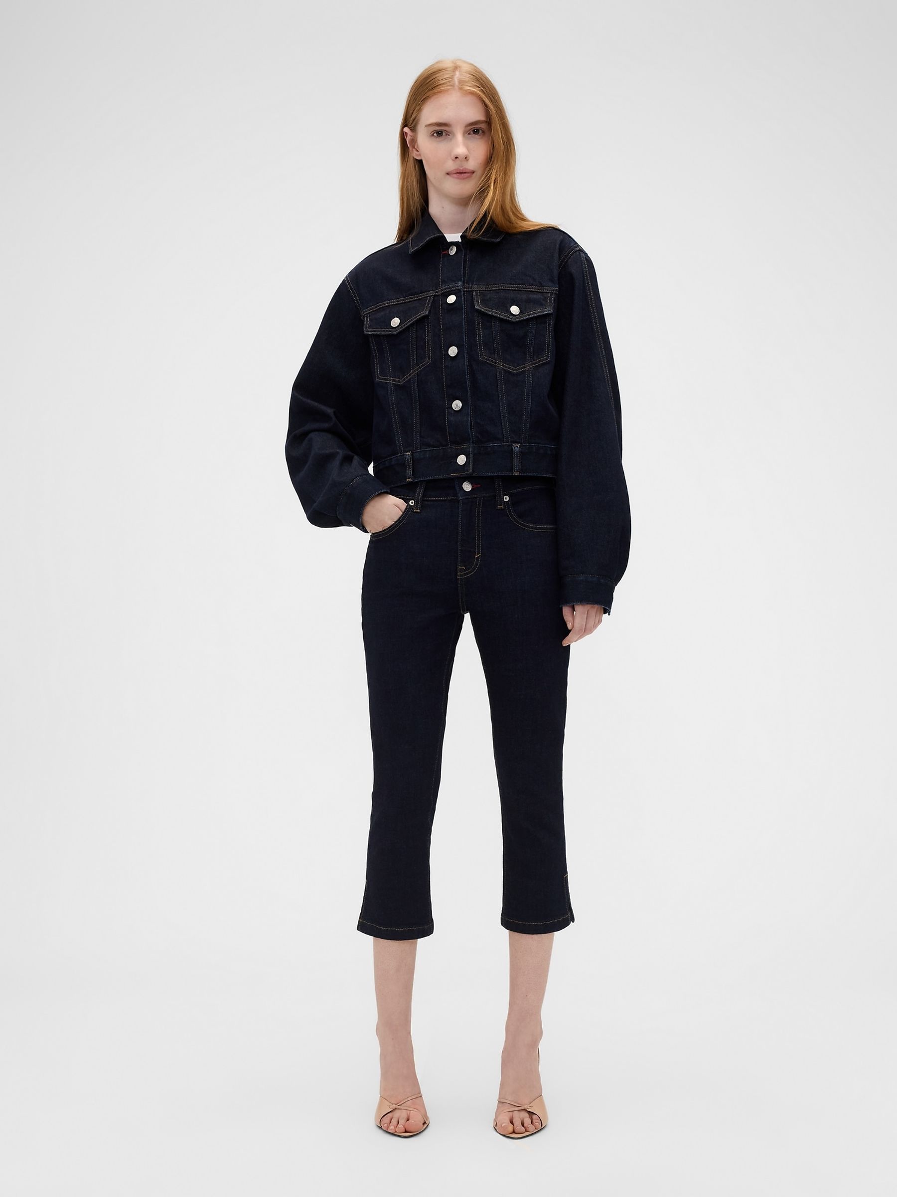 Gap x Victoria Beckham Dark Wash Blue Low Rise Capri Jeans - Image 1 of 7