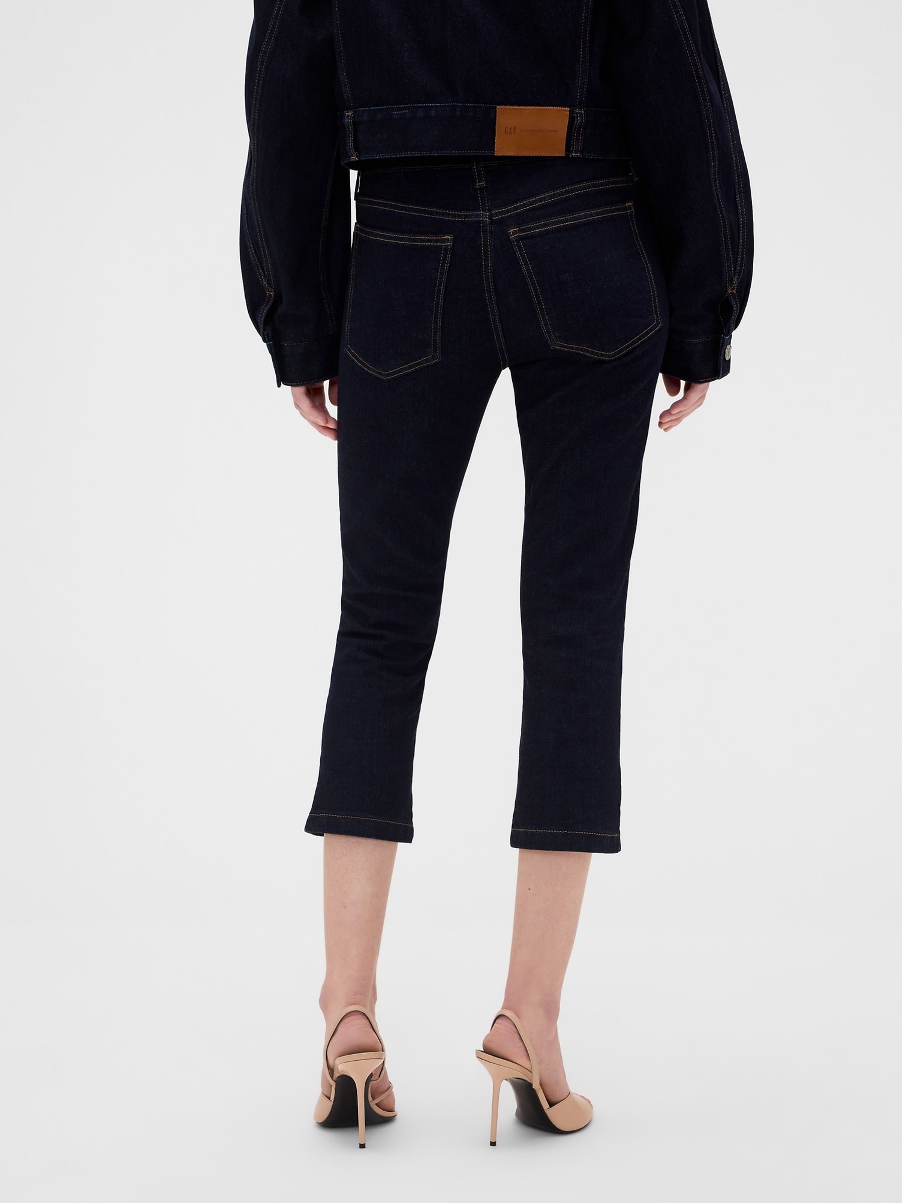 Gap x Victoria Beckham Dark Wash Blue Low Rise Capri Jeans - Image 2 of 7