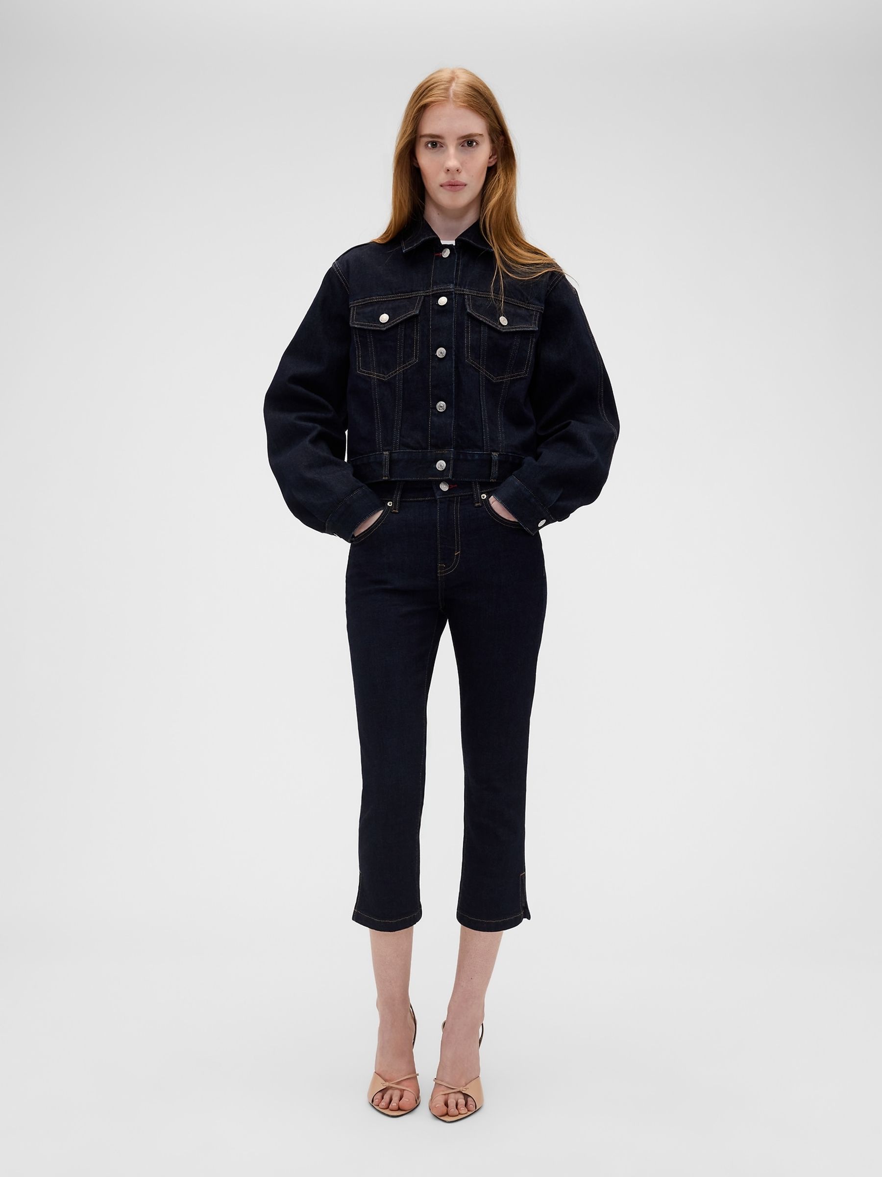 Gap x Victoria Beckham Dark Wash Blue Low Rise Capri Jeans - Image 4 of 7