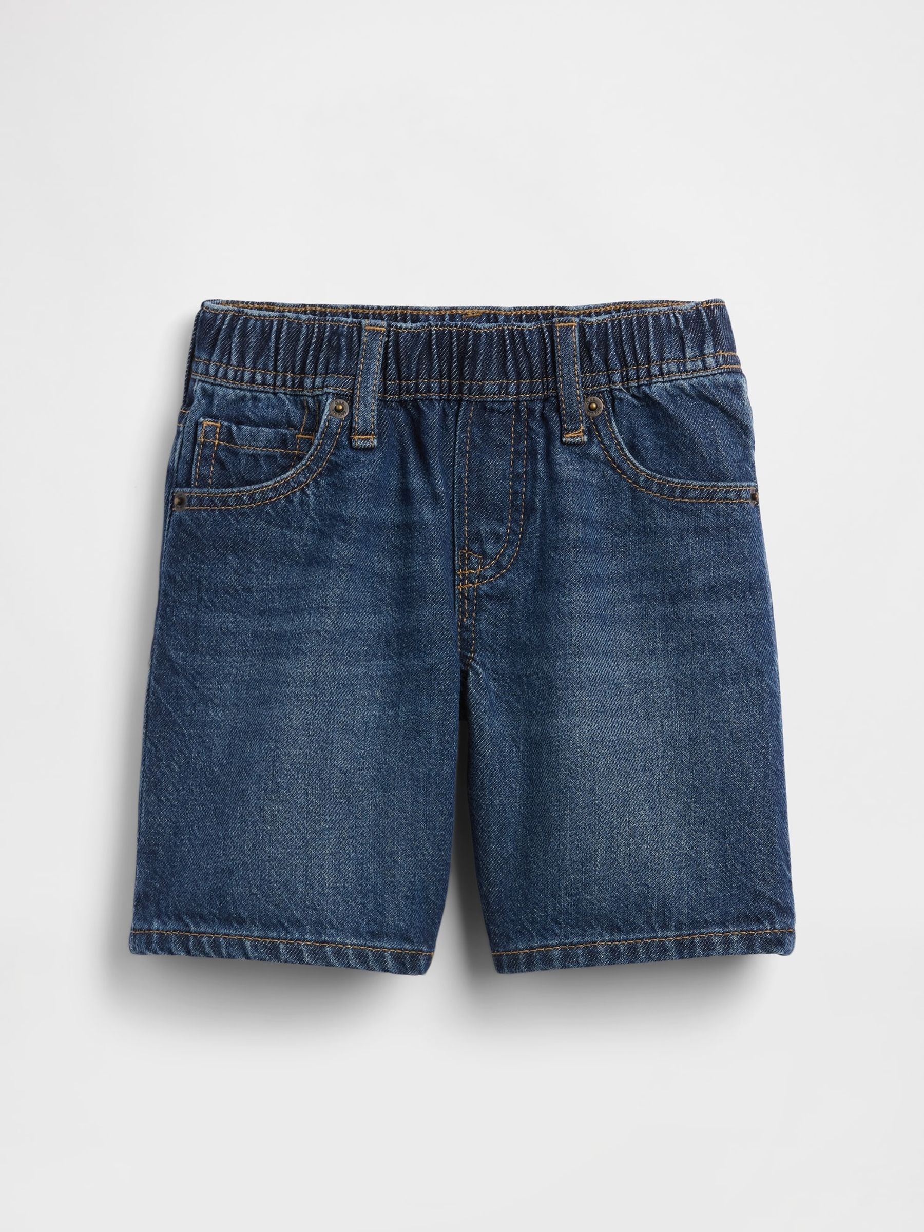 Dark Wash UltraSoft Denim Pull On Baggy Shorts - Image 2 of 3