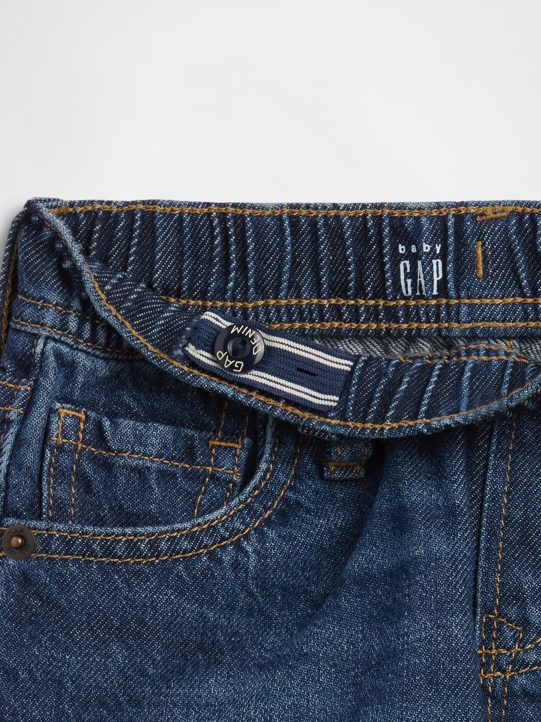 Dark Wash UltraSoft Denim Pull On Baggy Shorts - Image 3 of 3