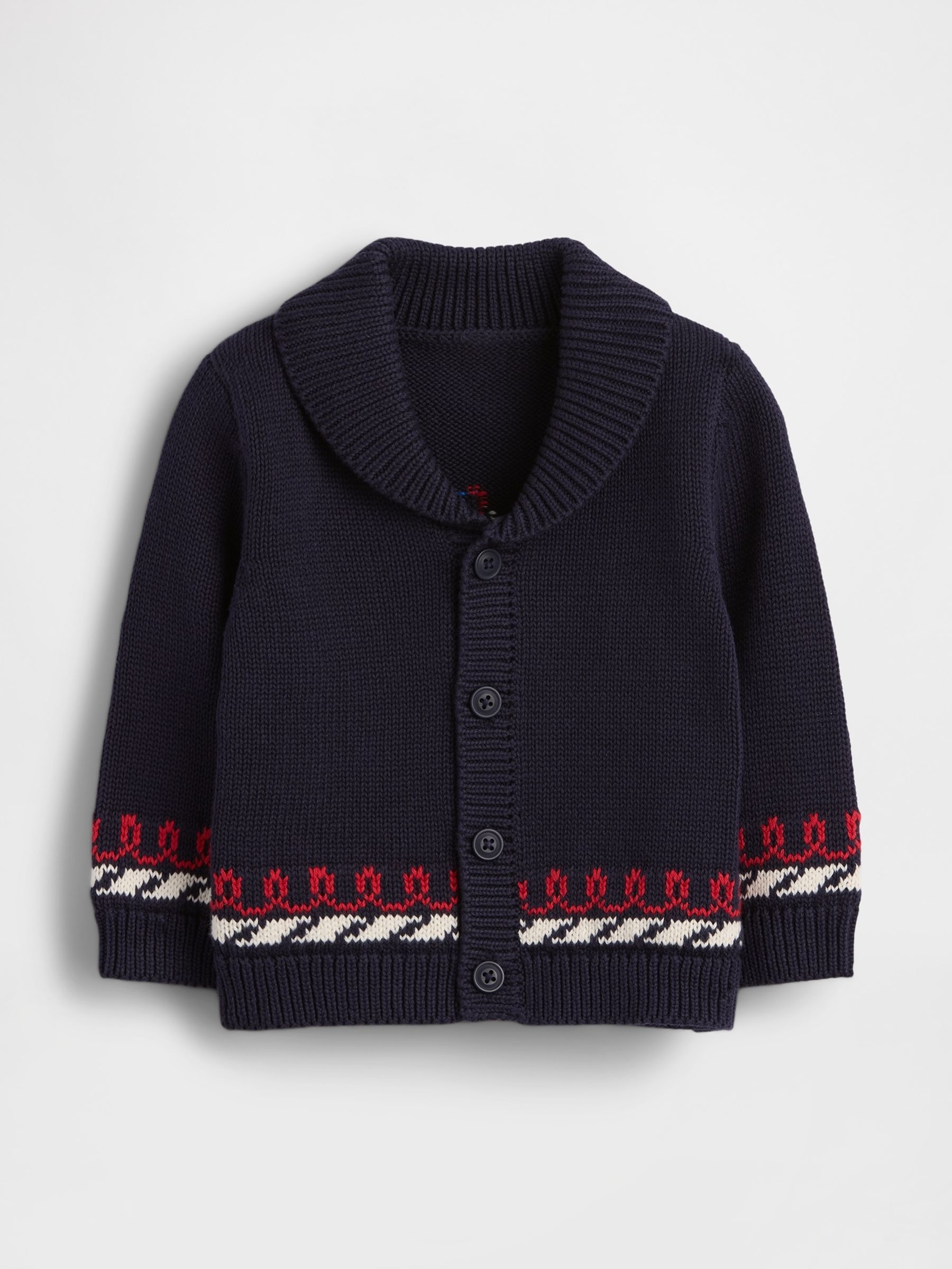 Navy Nautical Shawl Cardigan - Image 1 of 2