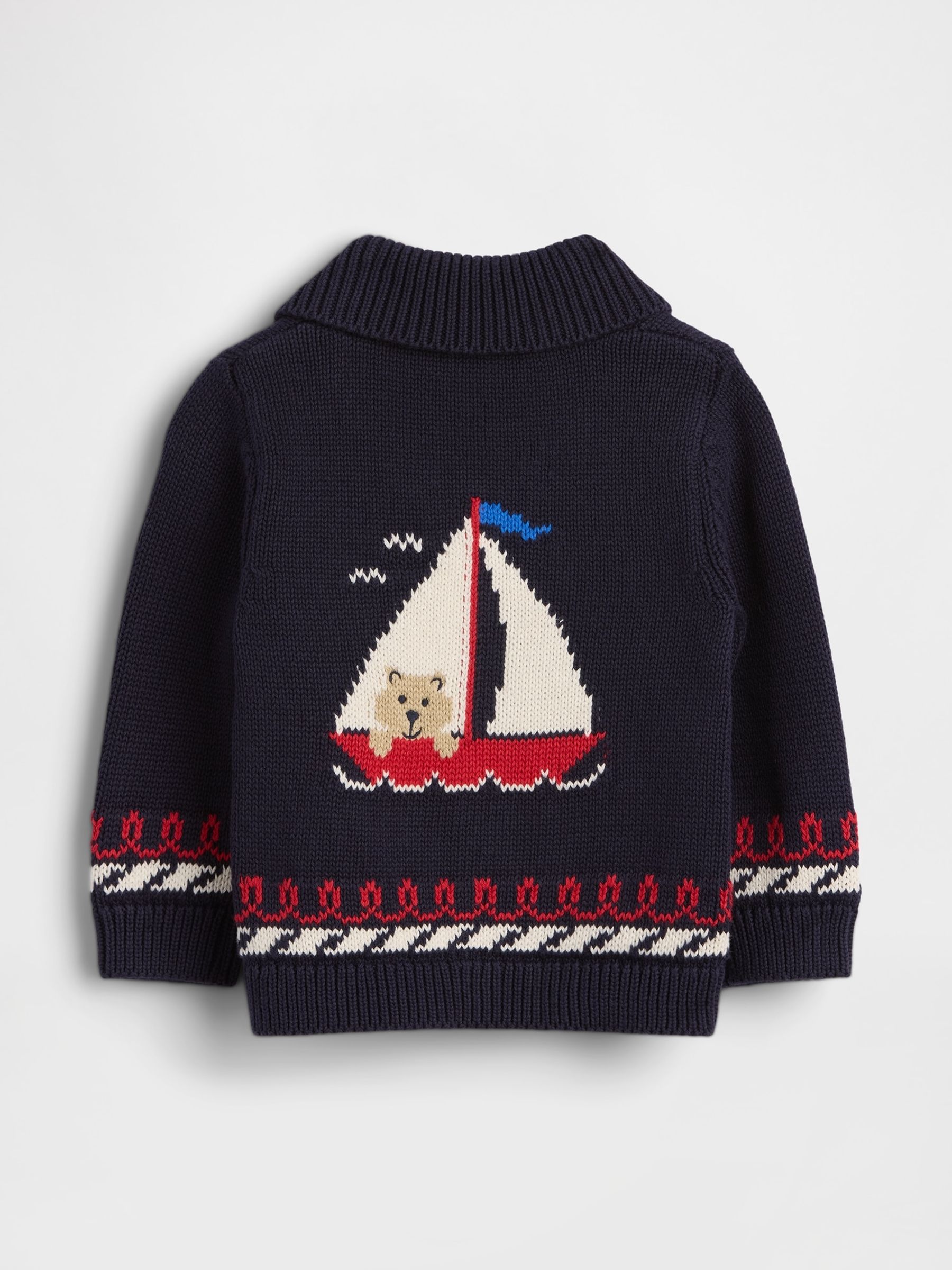Navy Nautical Shawl Cardigan - Image 2 of 2