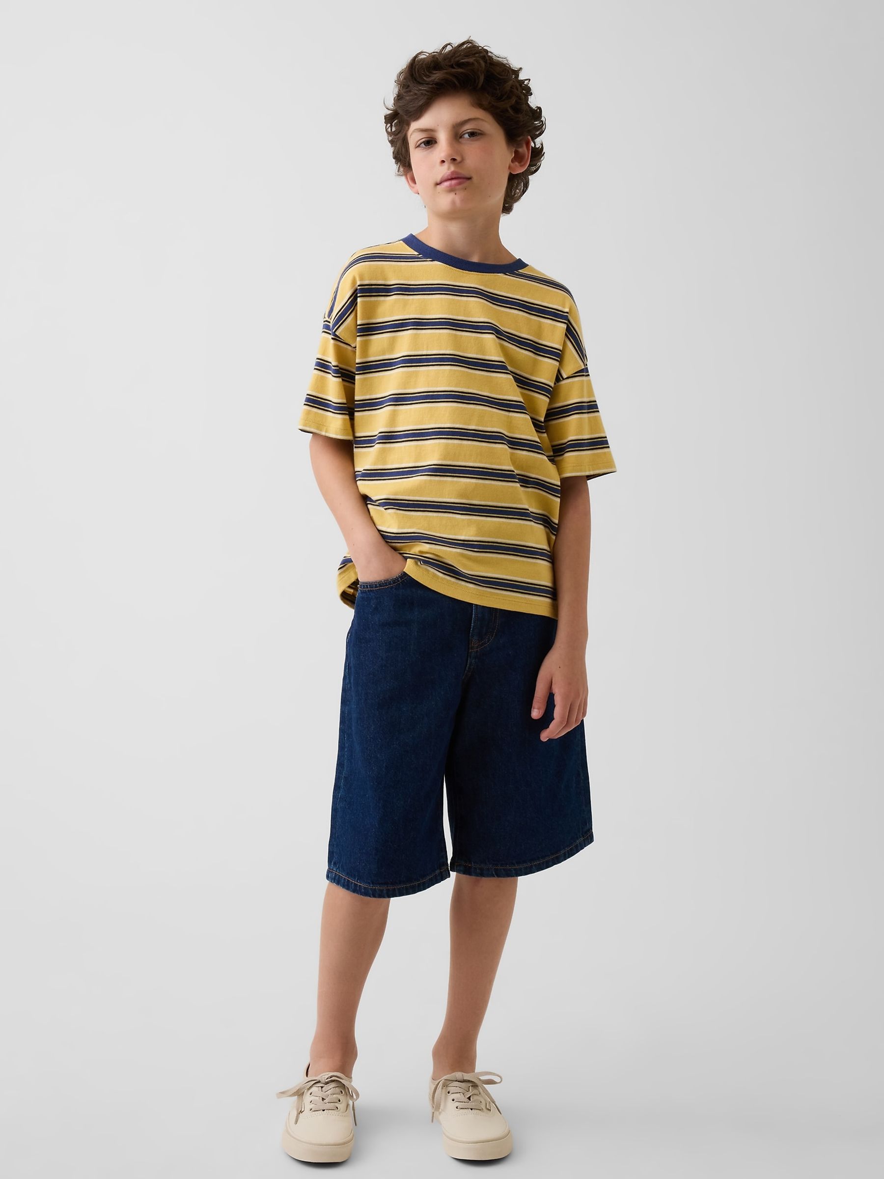 Dark Wash Baggy Denim Shorts - Image 3 of 5