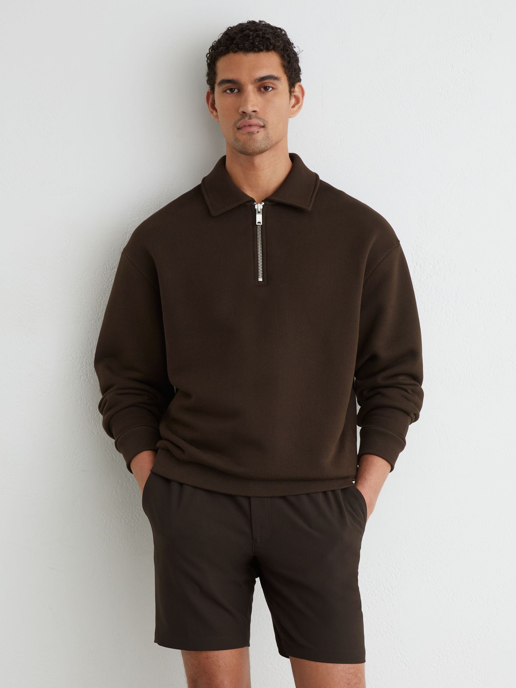 Drawstring Chino Shorts in Brown - Image 1 of 6 Drawstring Chino Shorts in Brown - Image 1 of 6