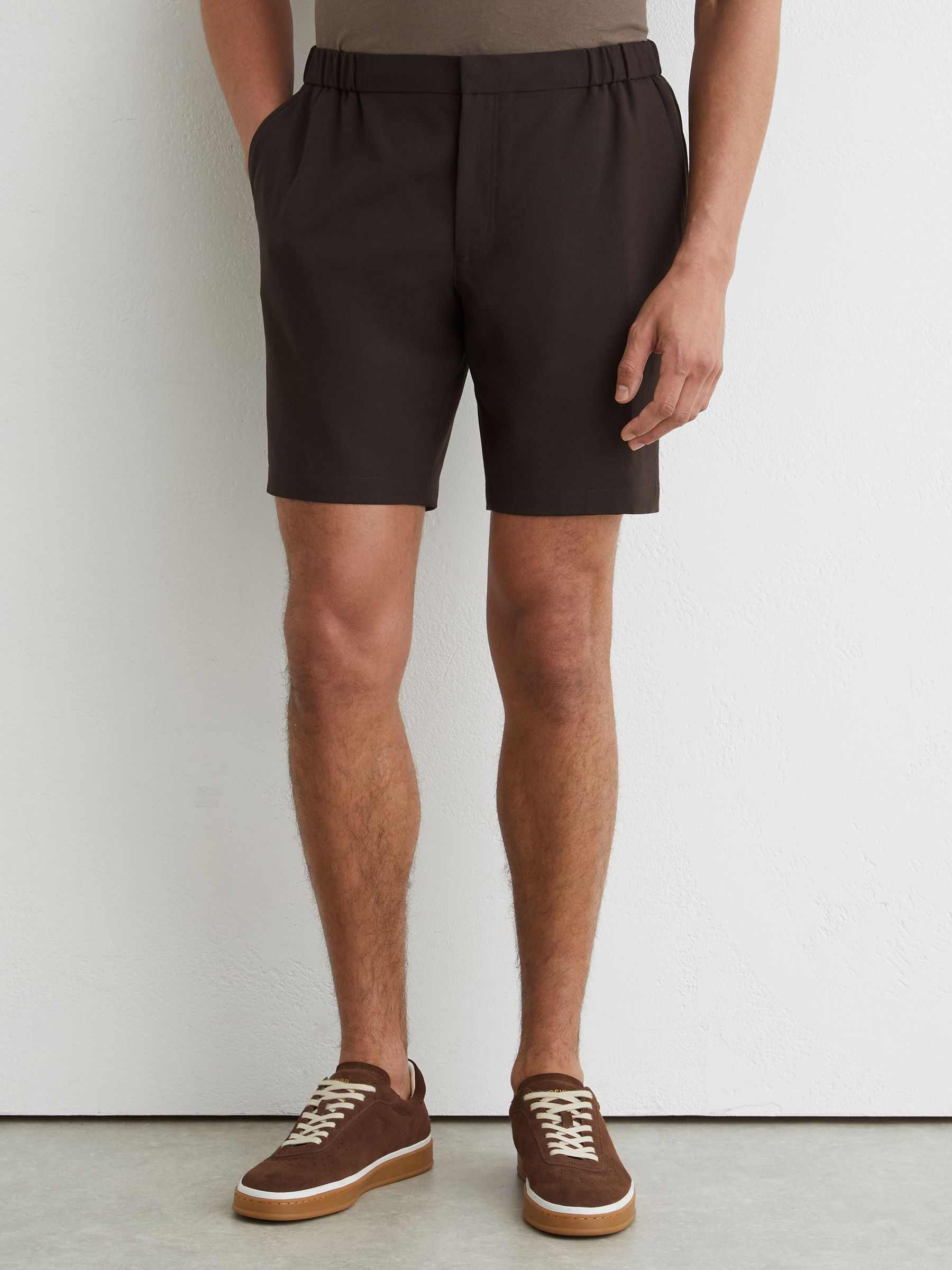 Drawstring Chino Shorts in Brown - Image 3 of 6