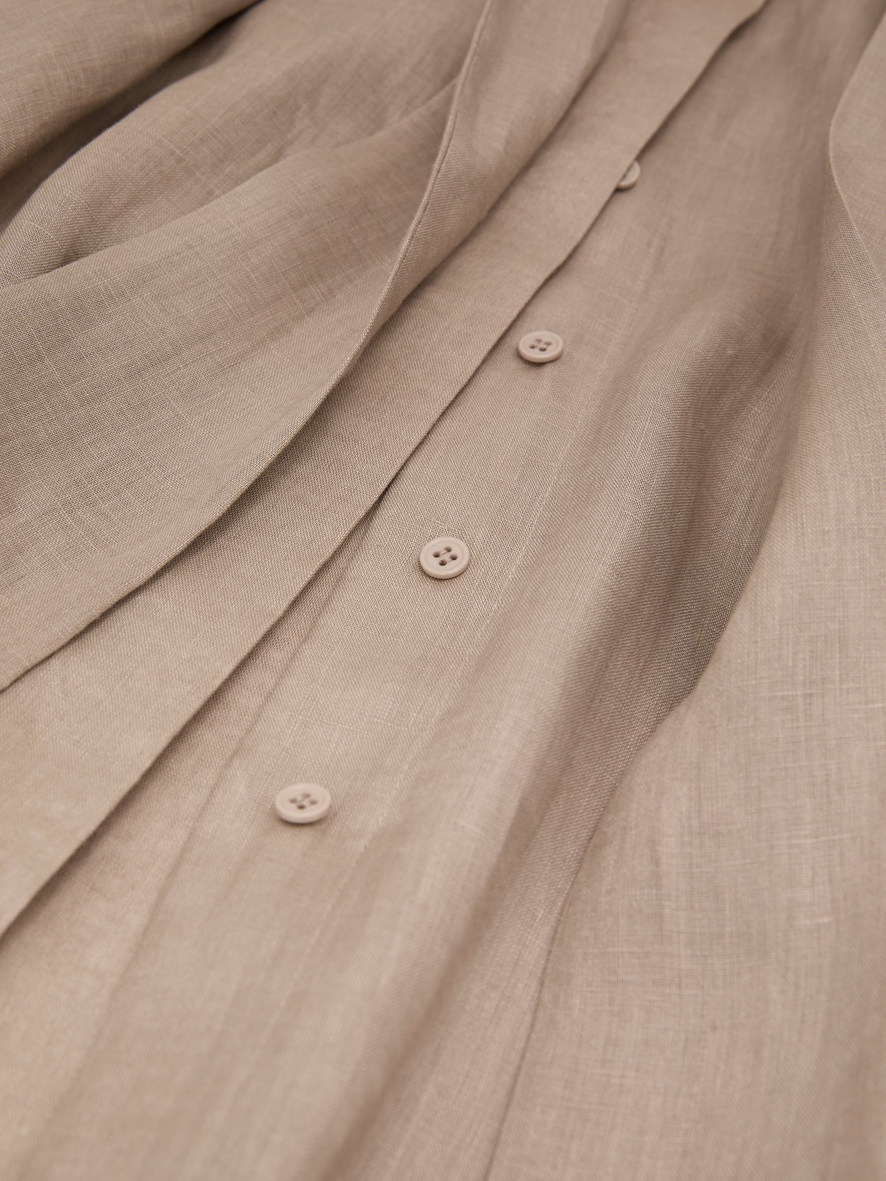 Linen Belted Pleated Maxi Skirt in Taupe Brown - Image 7 of 7