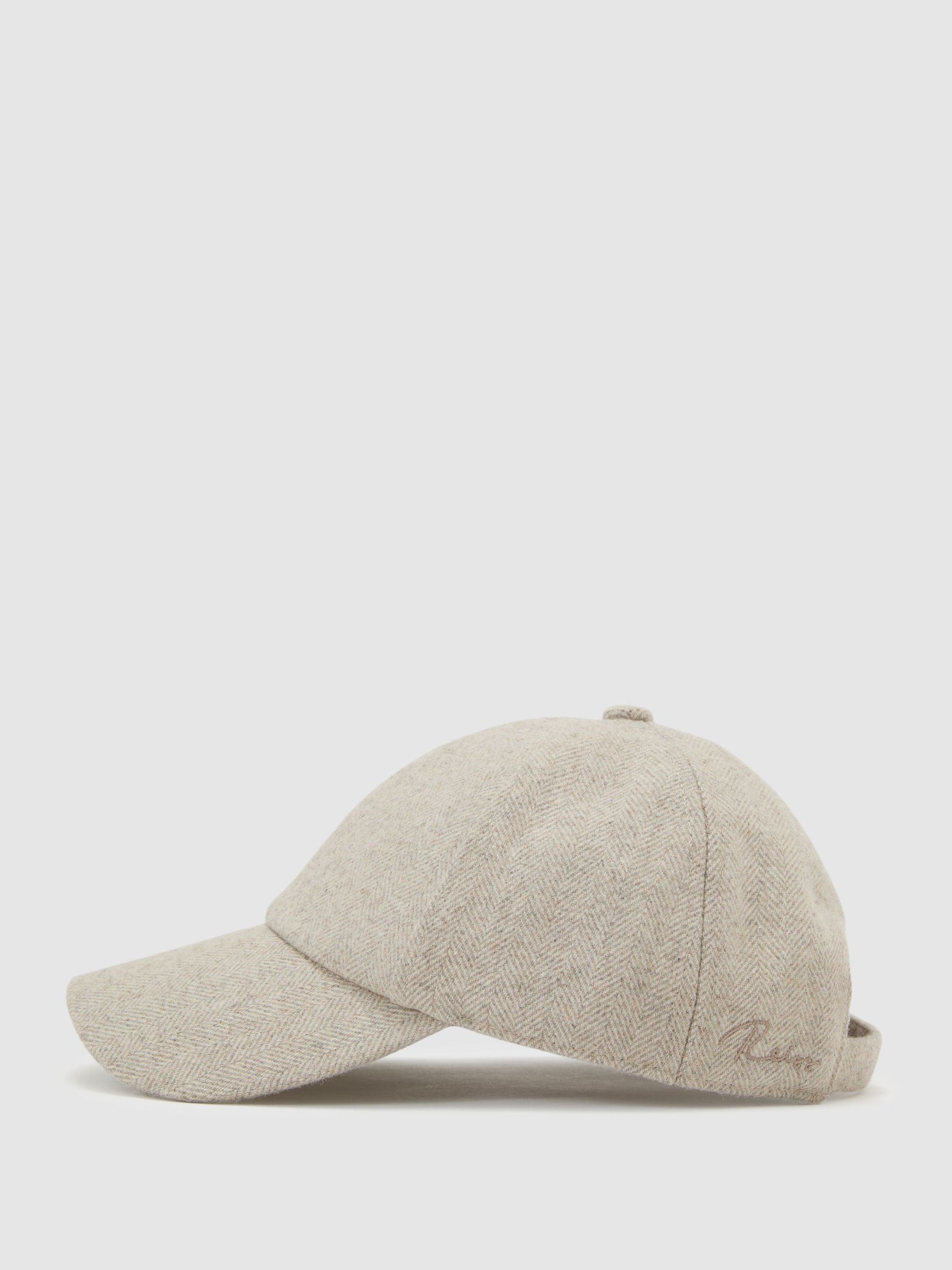 Wool-Blend Herringbone Baseball Cap in Neutral - Image 3 of 6