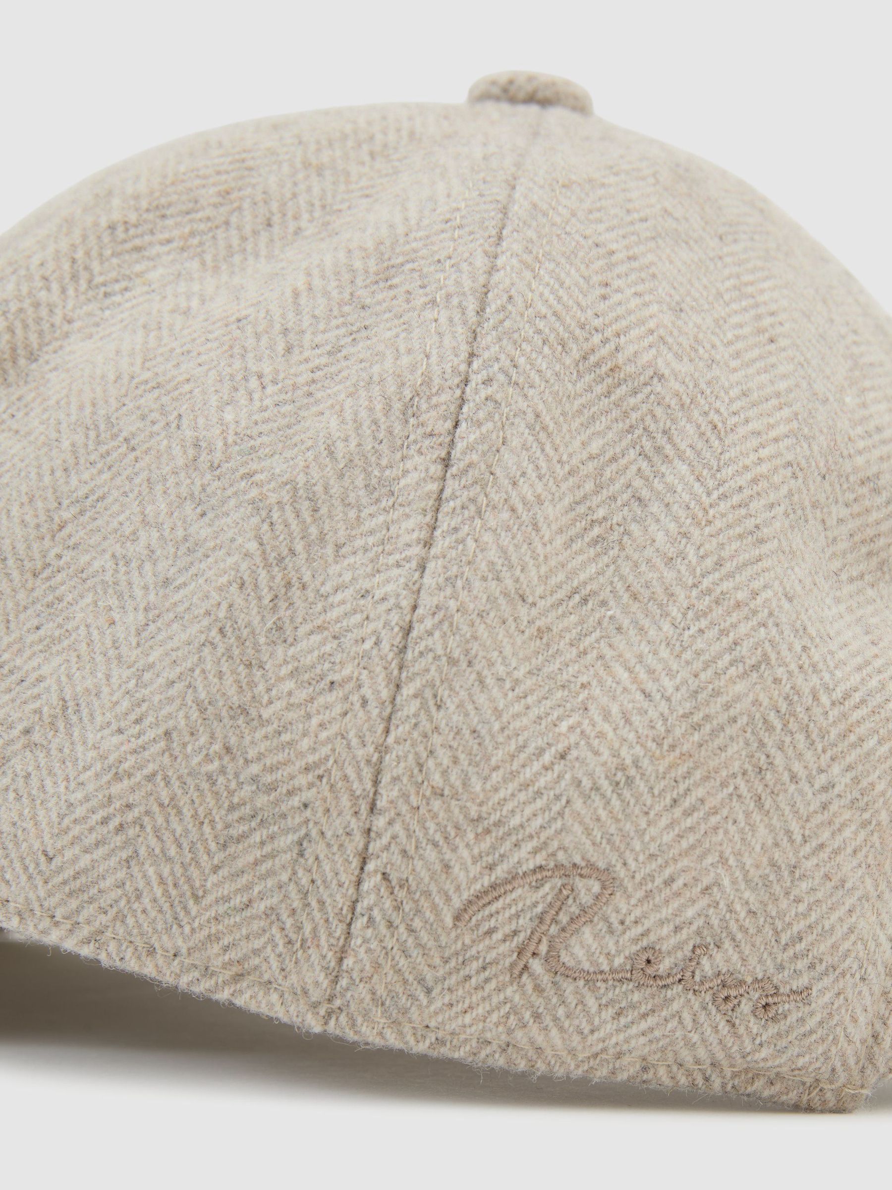Wool-Blend Herringbone Baseball Cap in Neutral - Image 5 of 6