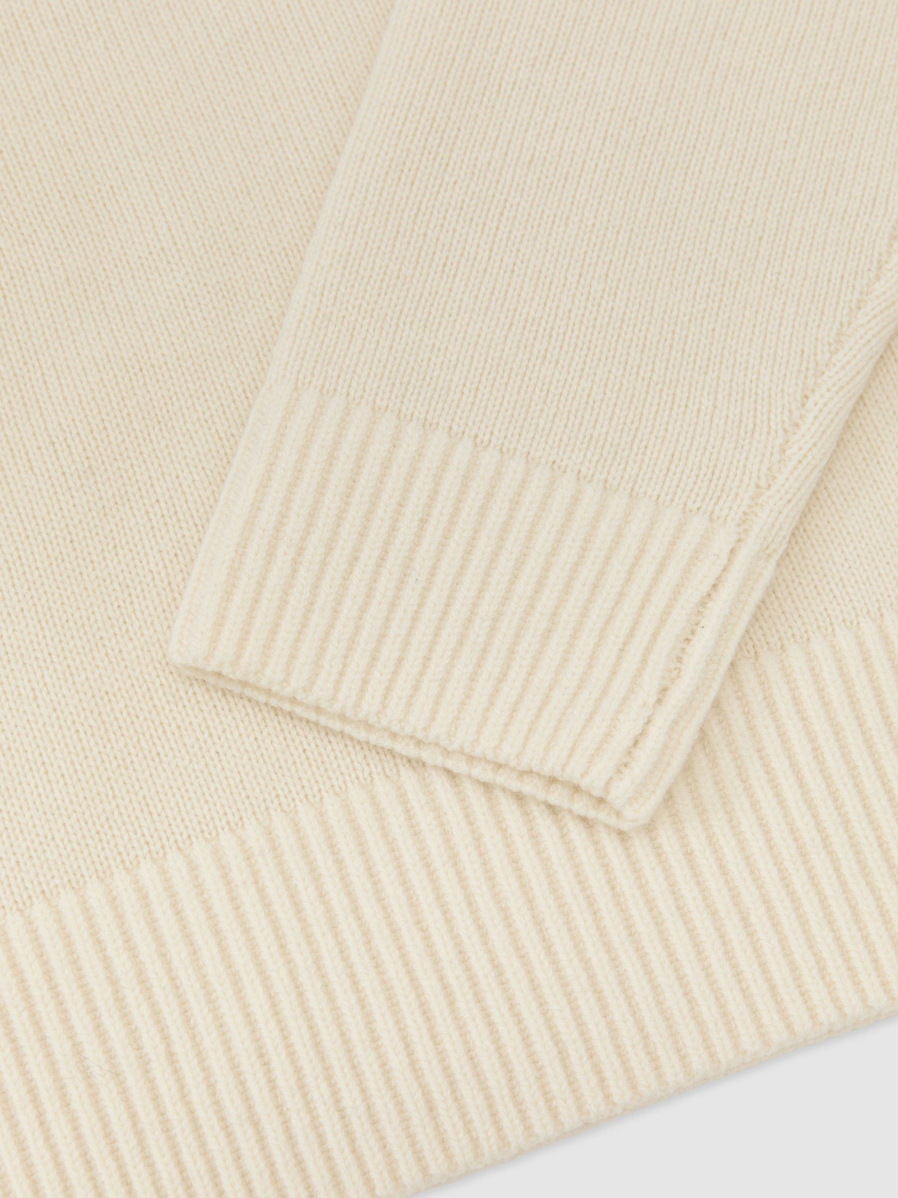 Petite Wool-Cashmere V-Neck Jumper in Ivory - Image 6 of 7