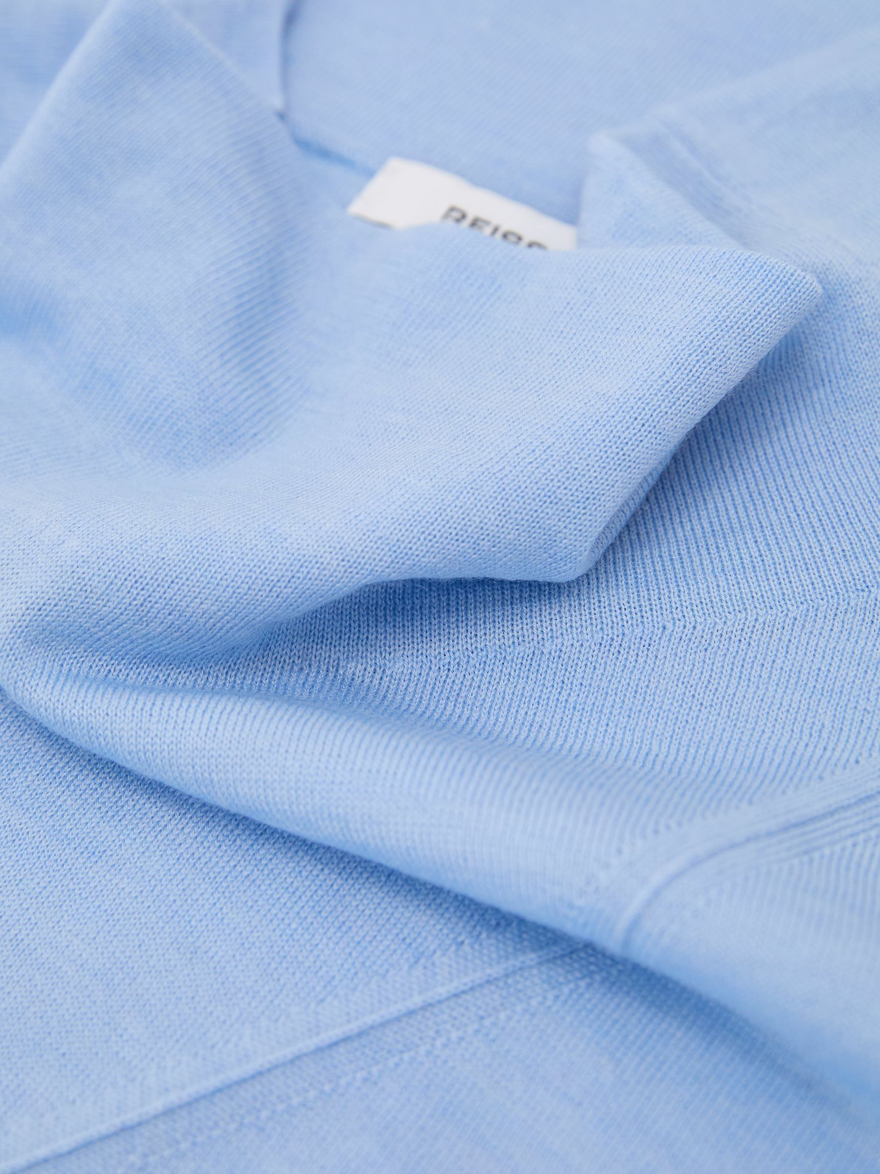 Wool Funnel-Neck Sleeveless Knit Top in Light Blue - Image 6 of 6
