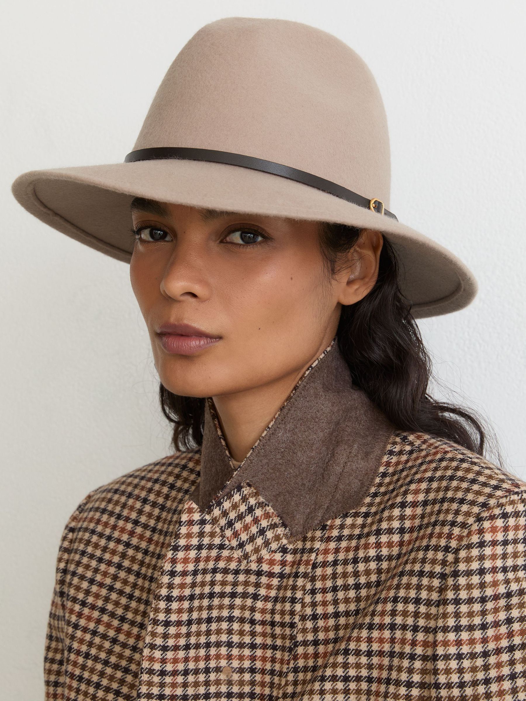 Wool-Felt Leather-Band Fedora Hat in Grey - Image 1 of 5