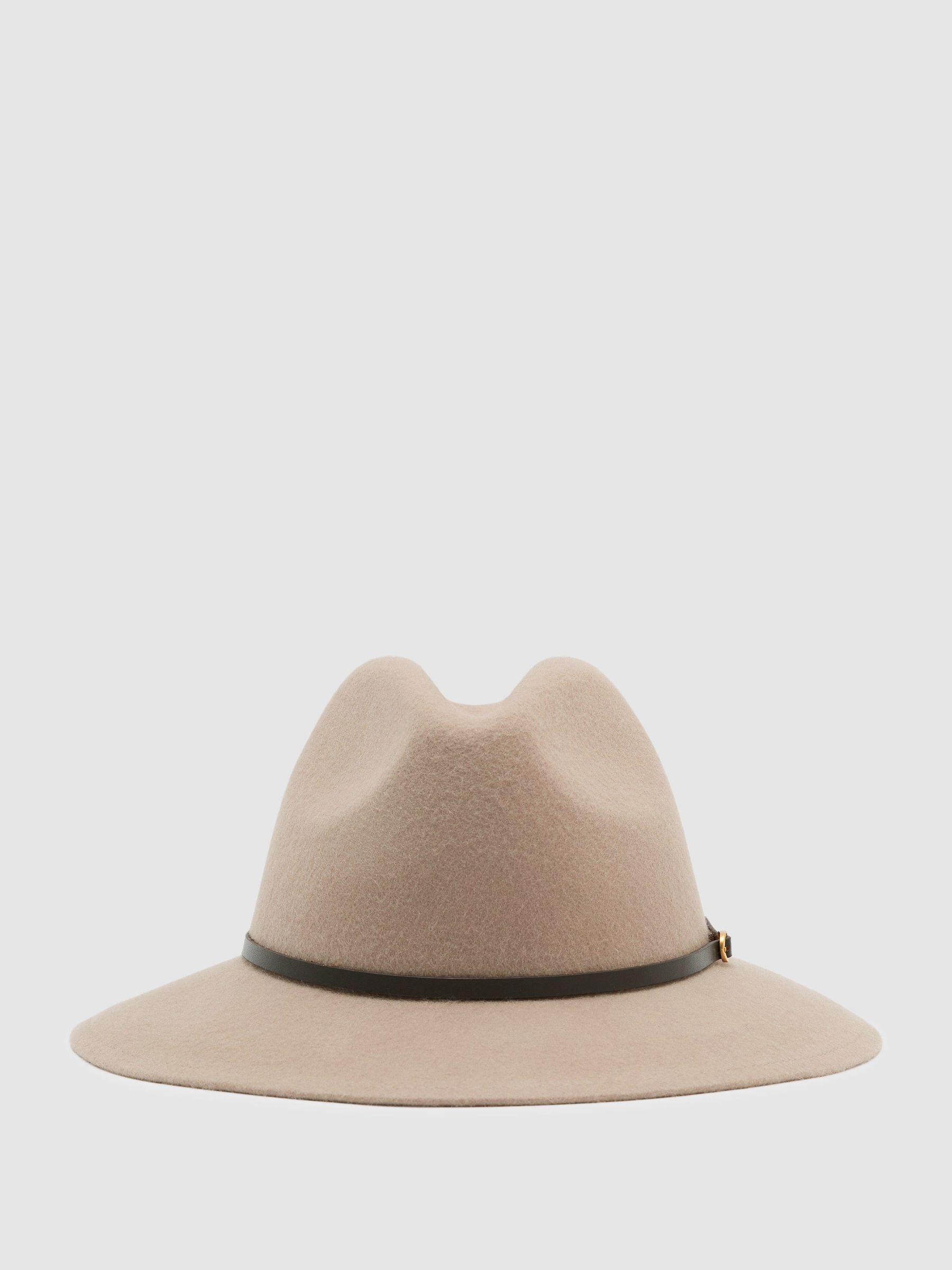 Wool-Felt Leather-Band Fedora Hat in Grey - Image 2 of 5
