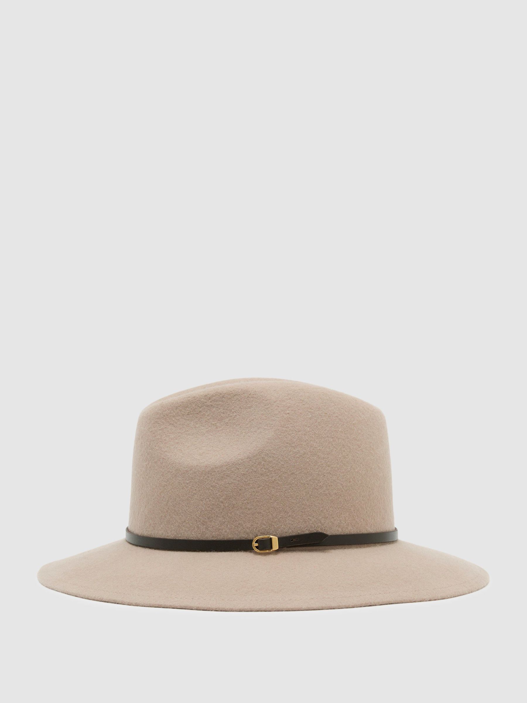 Wool-Felt Leather-Band Fedora Hat in Grey - Image 3 of 5