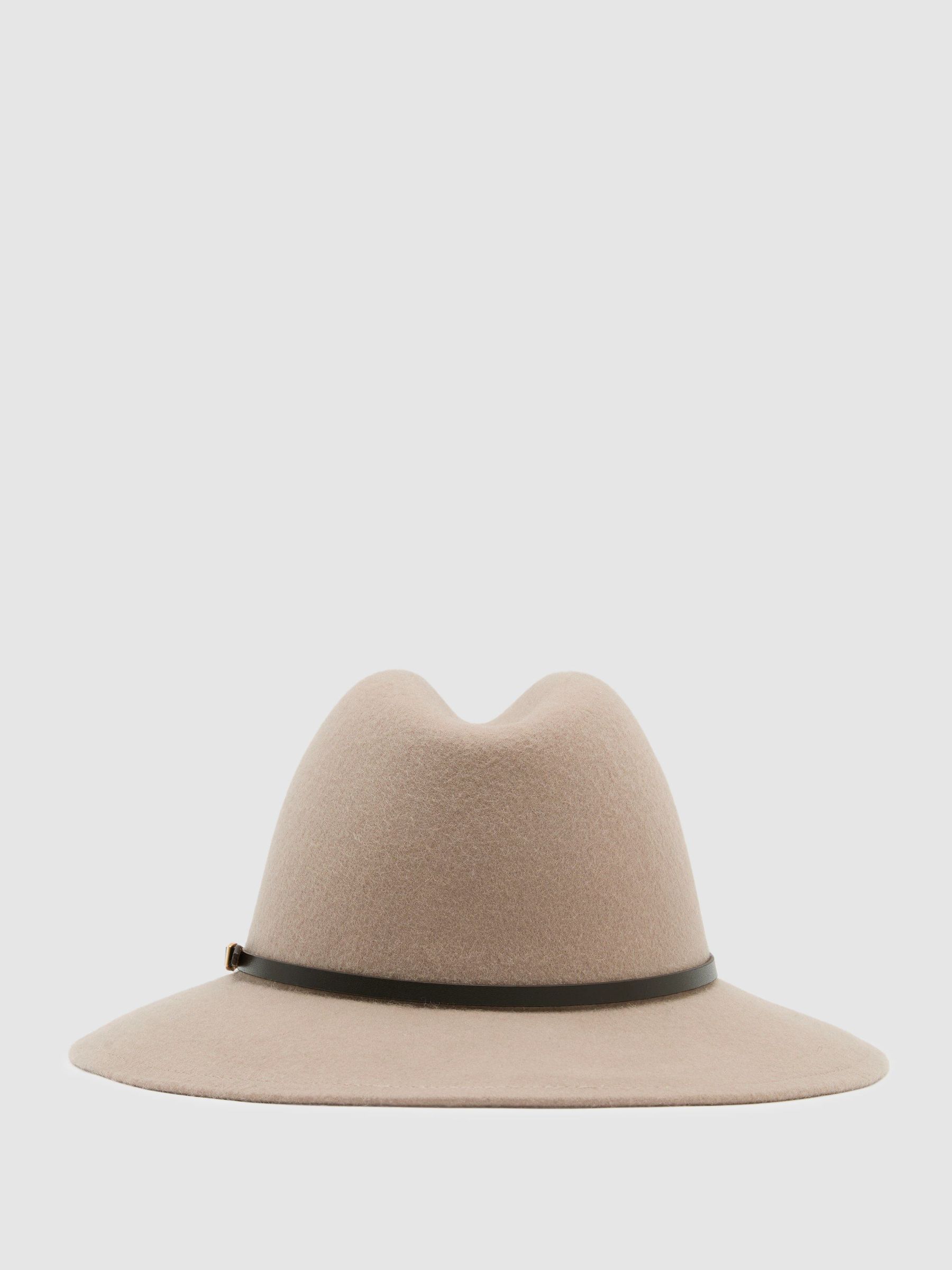 Wool-Felt Leather-Band Fedora Hat in Grey - Image 5 of 5