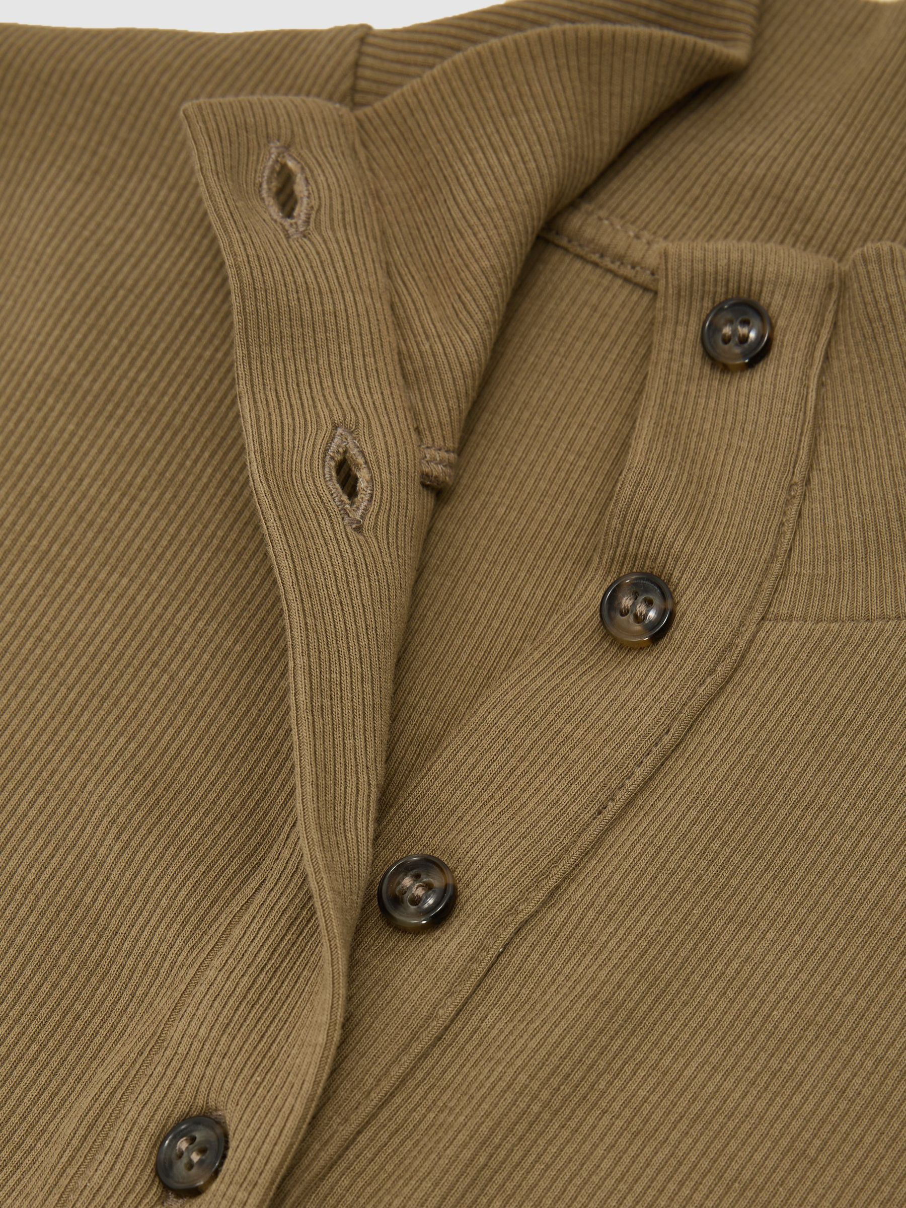 Cotton-Stretch Funnel-Neck Top in Khaki Green - Image 6 of 6