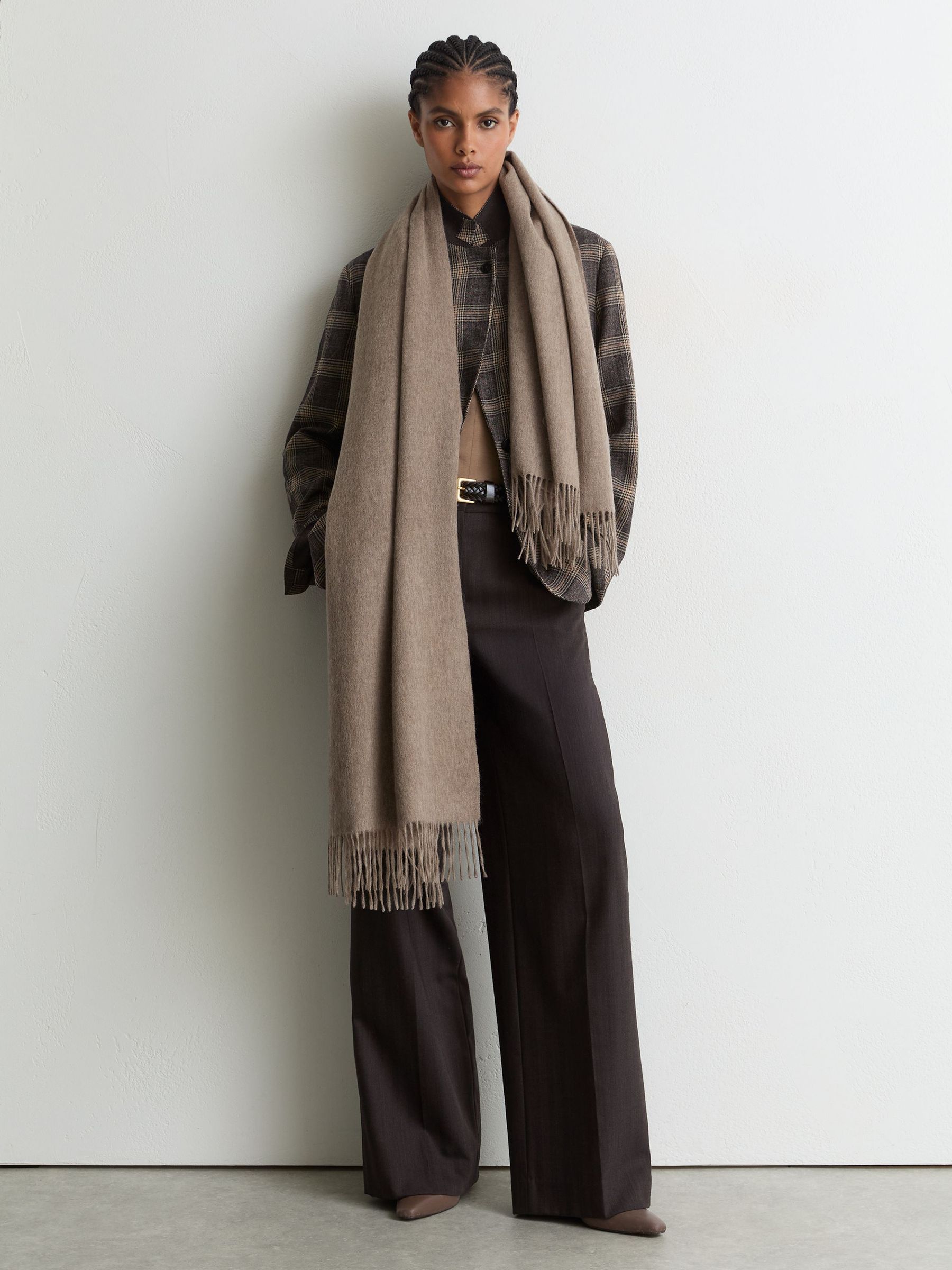 Wool and Cashmere Scarf in Neutral Melange - Image 4 of 5
