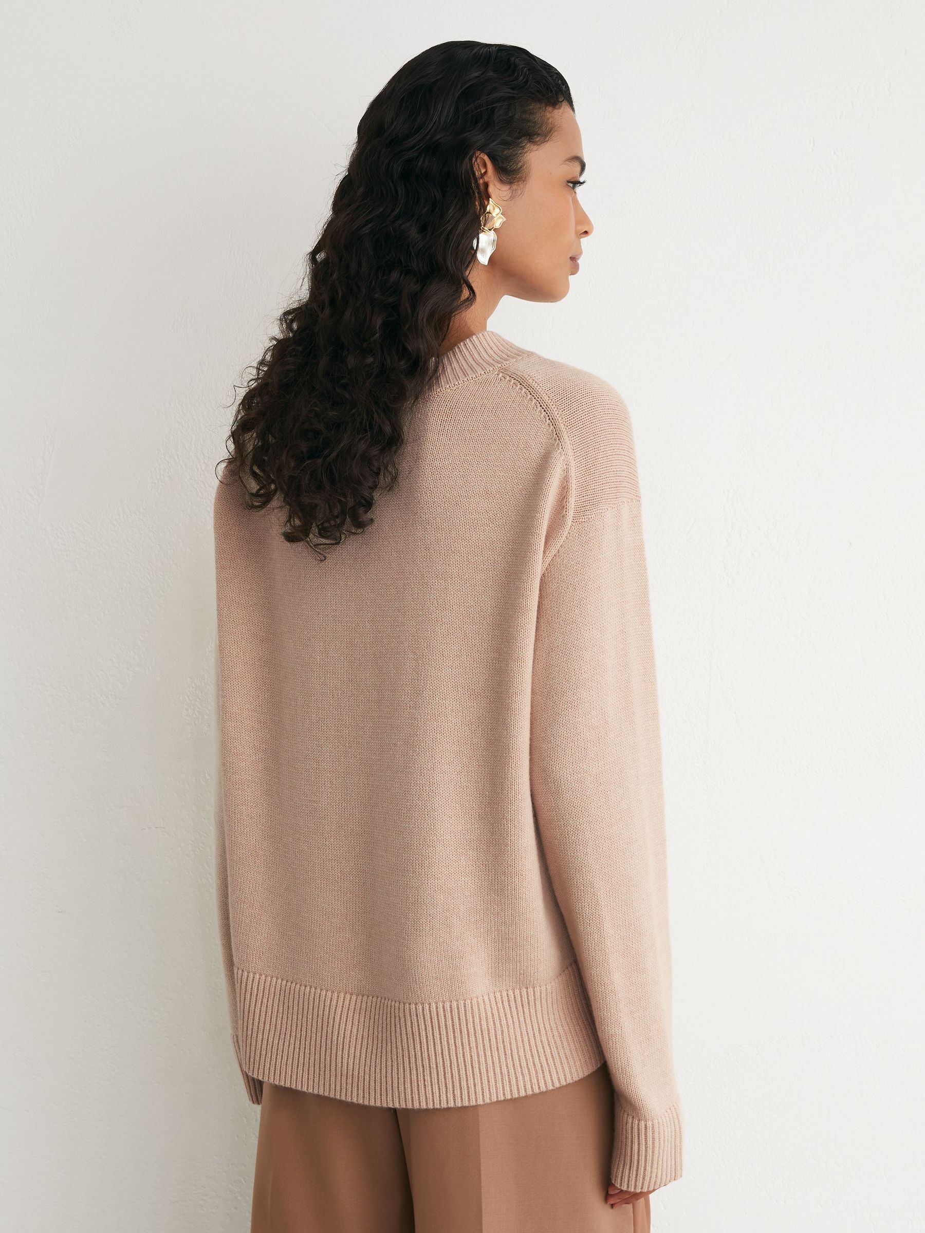 Pullover mit V-Ausschnitt aus Wolle-Kaschmir, Rosé - Bild 5 von 7