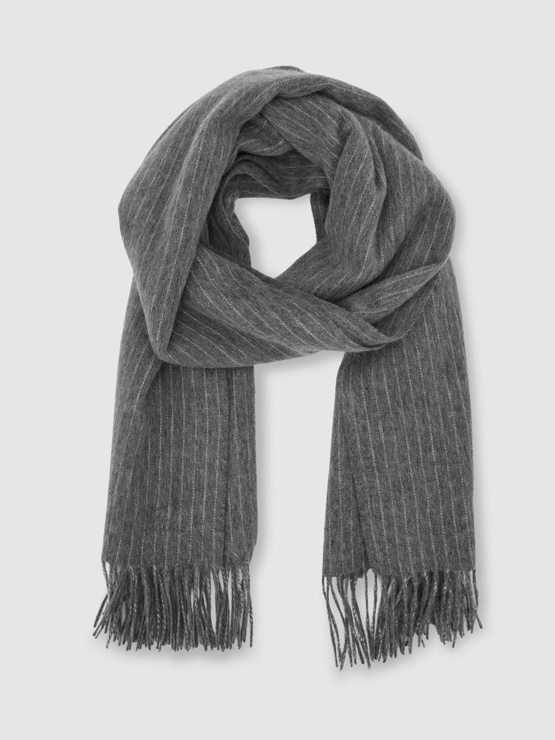 Wool and Cashmere Scarf in Charcoal - Image 3 of 5