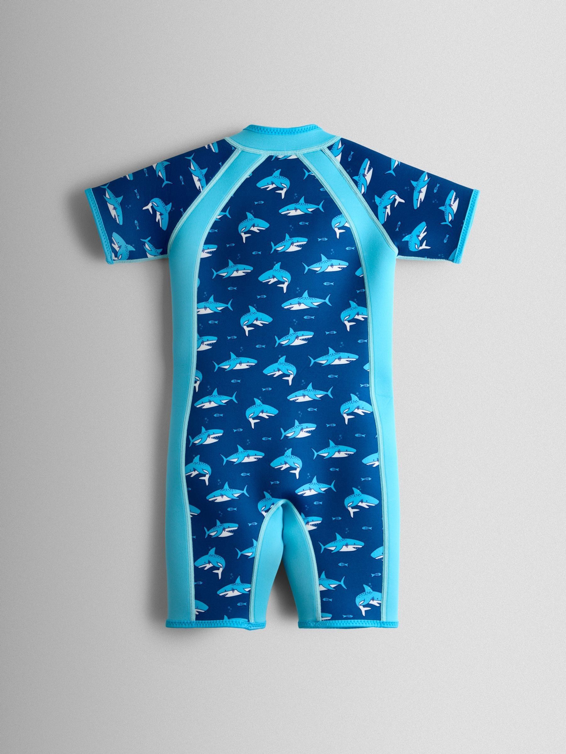 Blue Shark Print Junior Wetsuit - Image 2 of 4